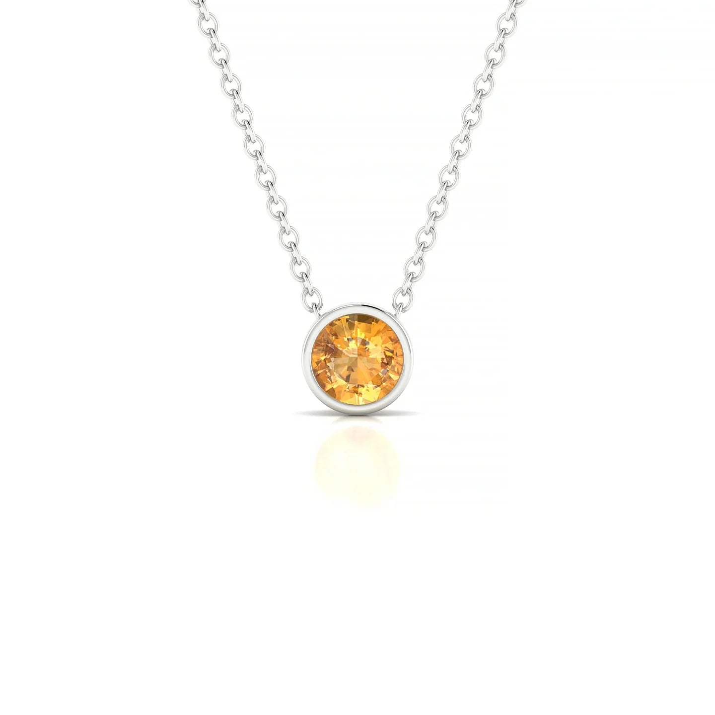 Glow | 18k White Gold 4.5 mm Round Citrine Pendant