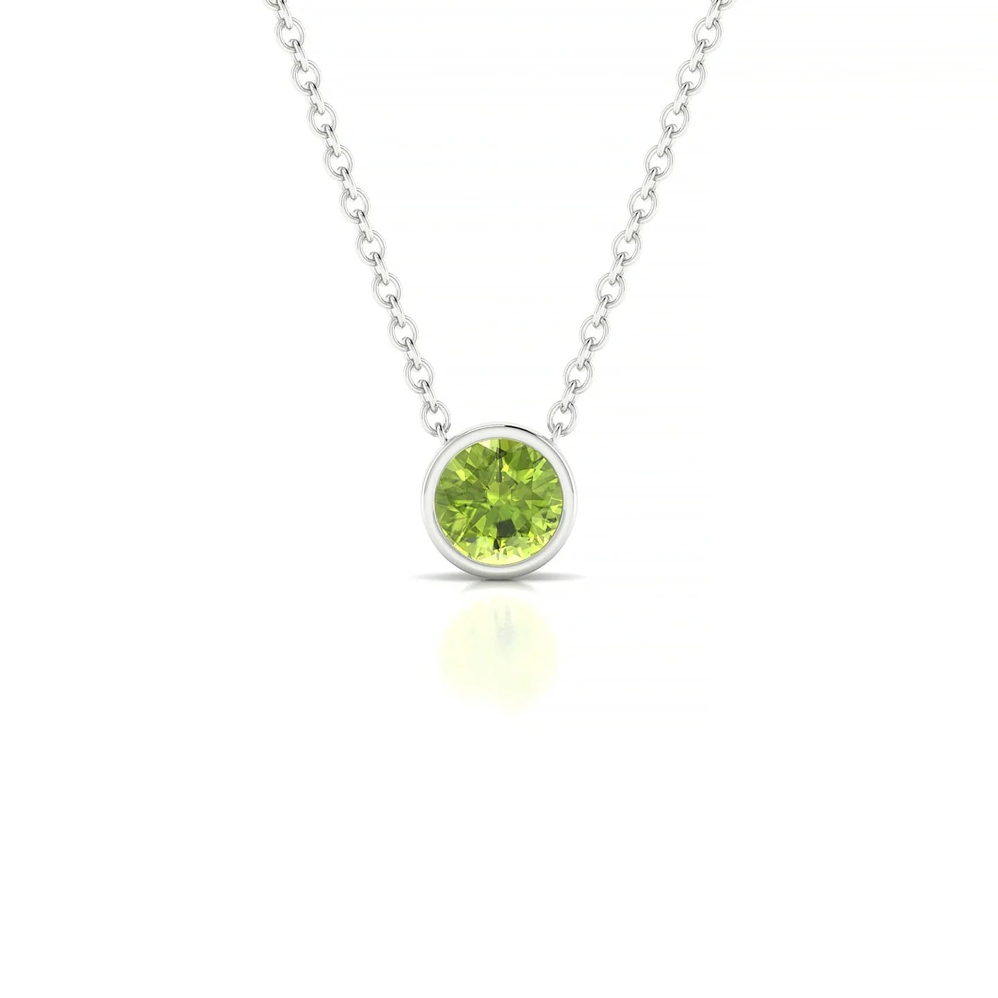 Glow | 18k White Gold 4.5 mm Round Peridot Pendant