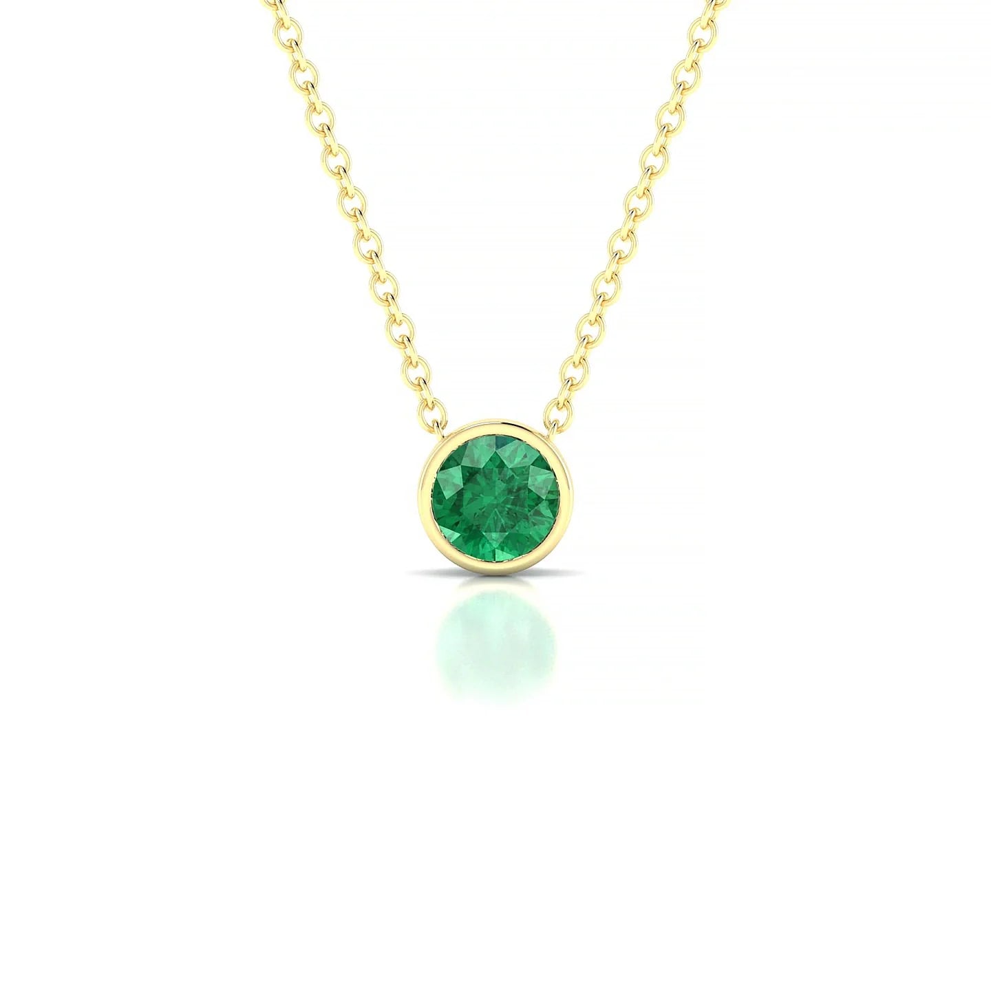 Glow | 18k Yellow Gold 4.5 mm Round Emerald Pendant