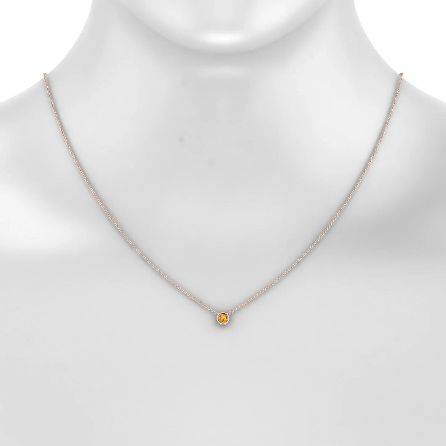 Glow | 18k Rose Gold 4.5 mm Round Citrine Pendant