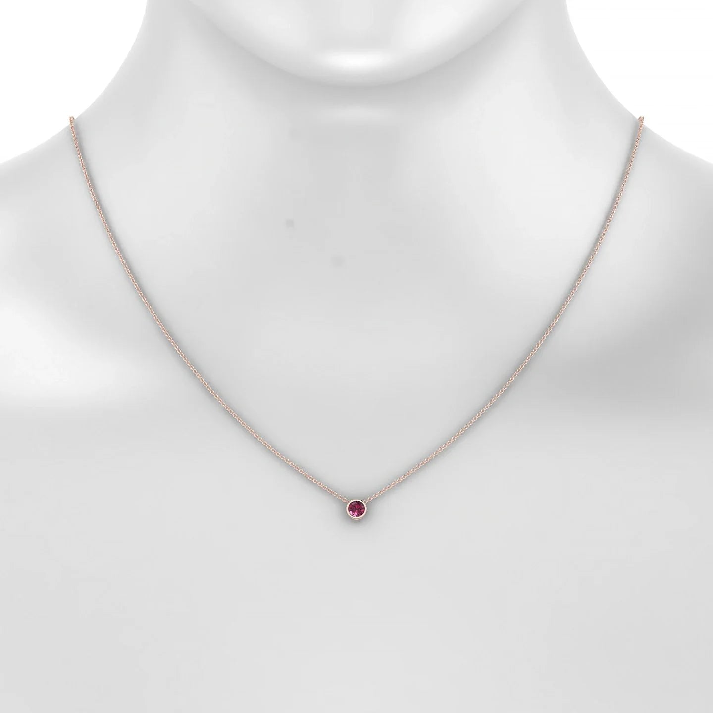 Glow | 18k Rose Gold 4.5 mm Round Rhodolite Pendant