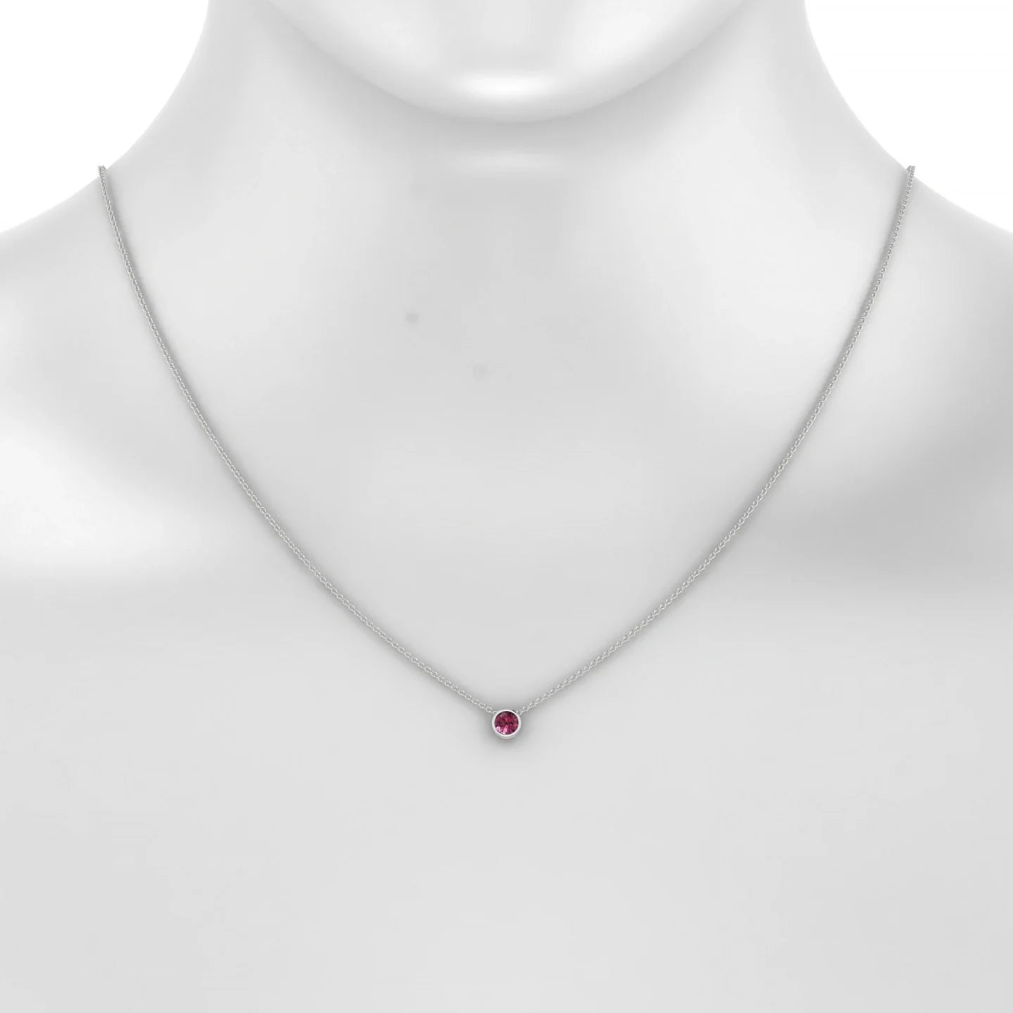 Glow | 18k White Gold 4.5 mm Round Rhodolite Pendant