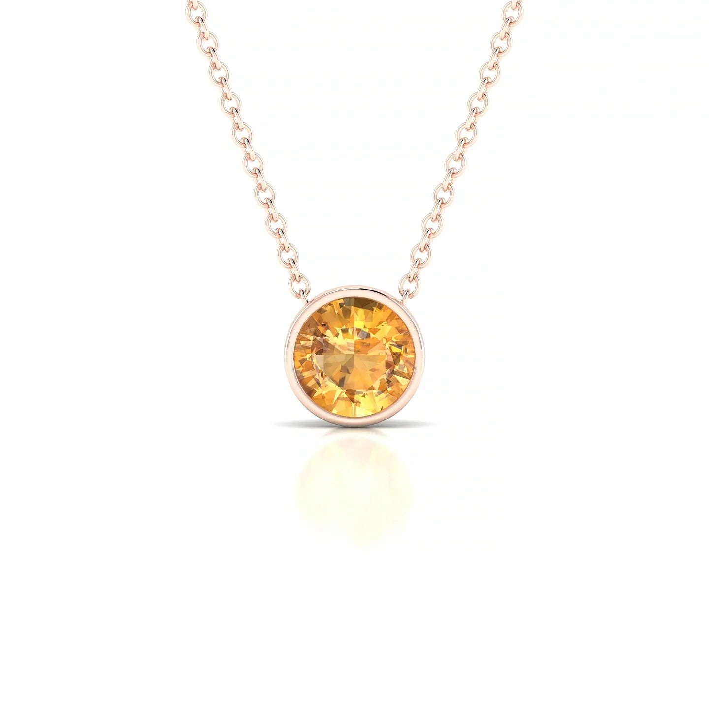 Glow | 18k Rose Gold 6 mm Round Citrine Pendant