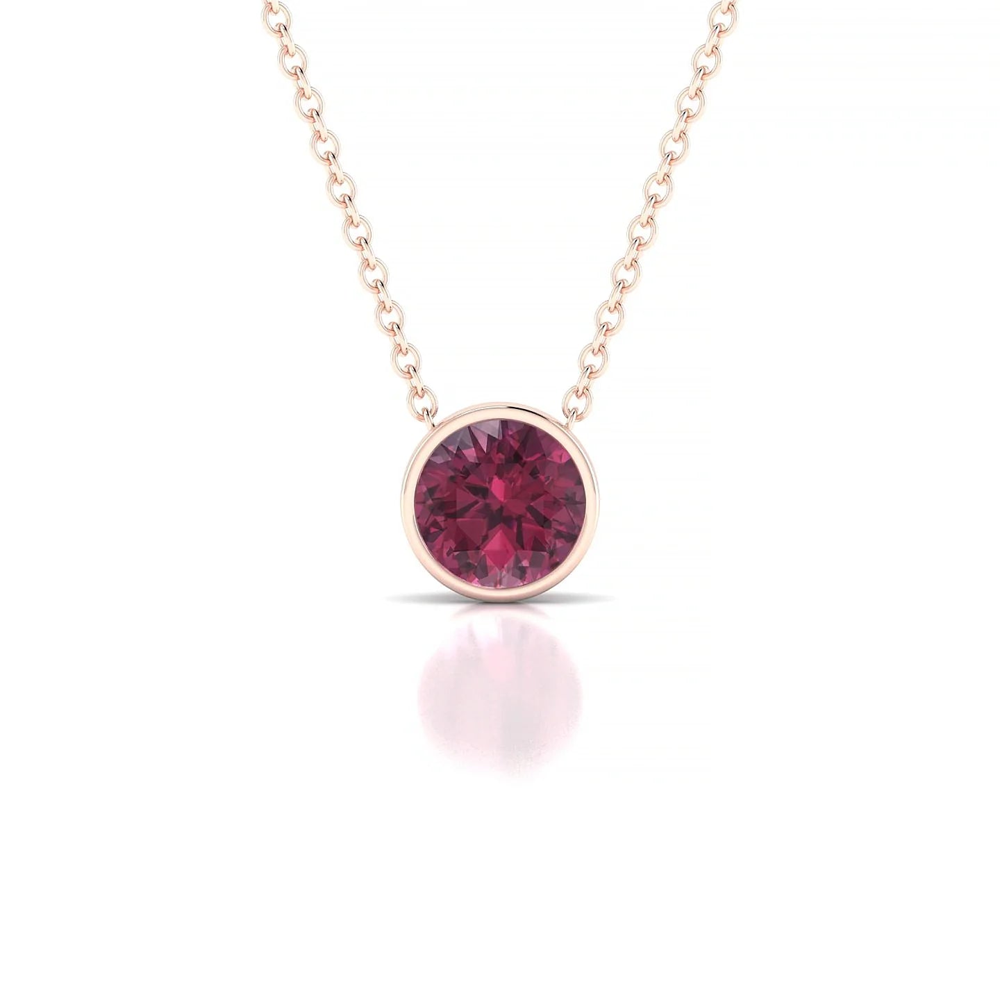 Glow | 18k Rose Gold 6 mm Round Rhodolite Pendant