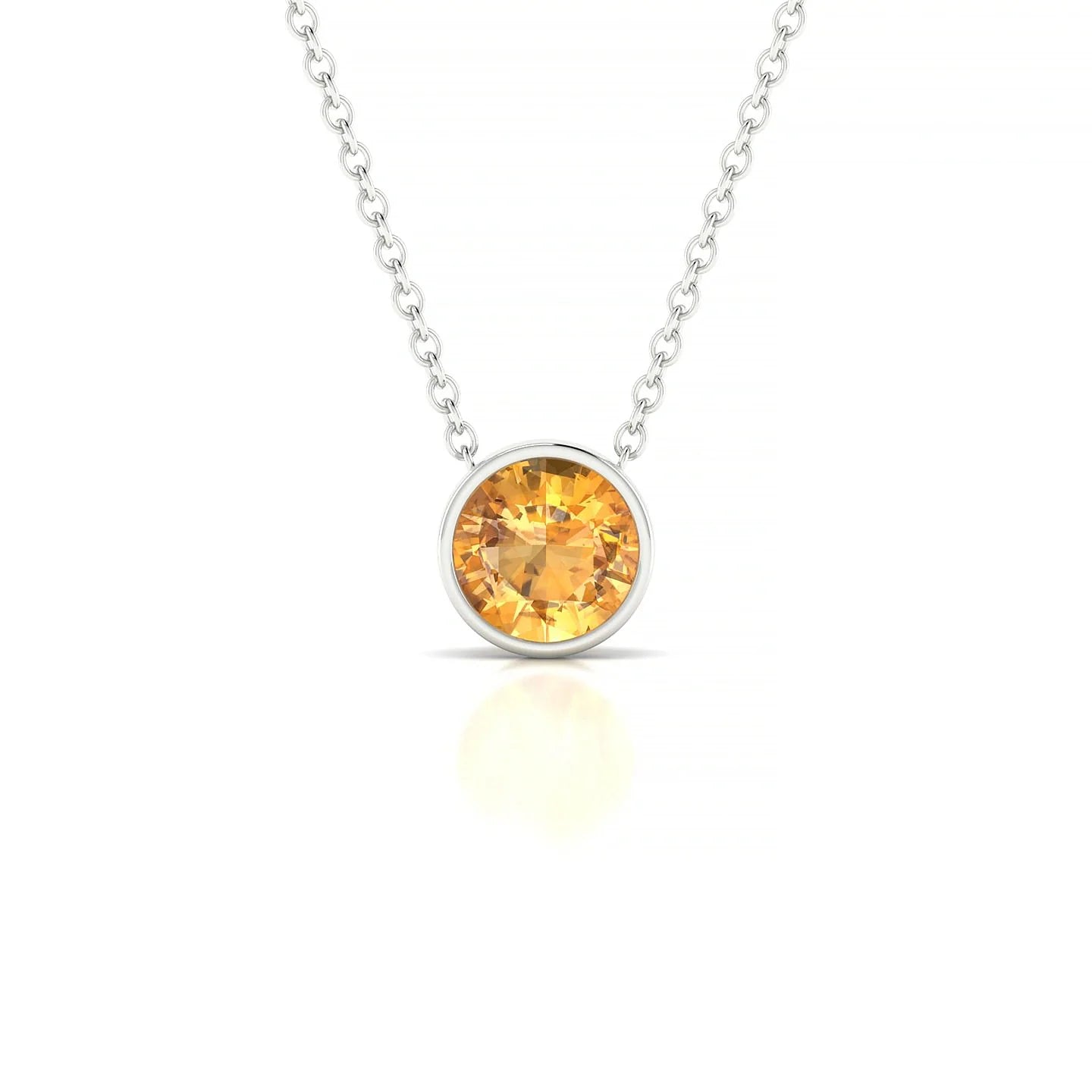 Glow | 18k White Gold 6 mm Round Citrine Pendant