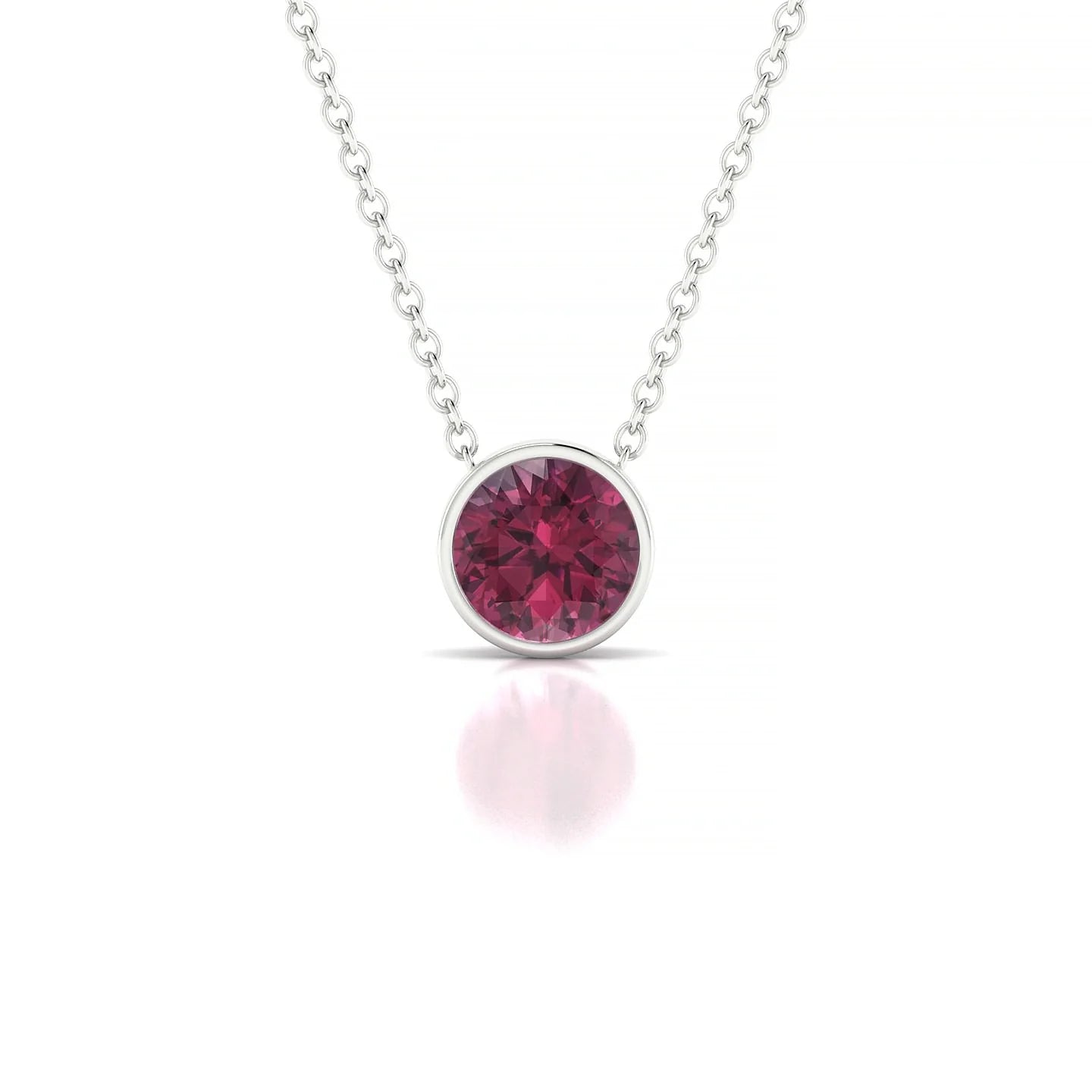 Glow | 18k White Gold 6 mm Round Rhodolite Pendant