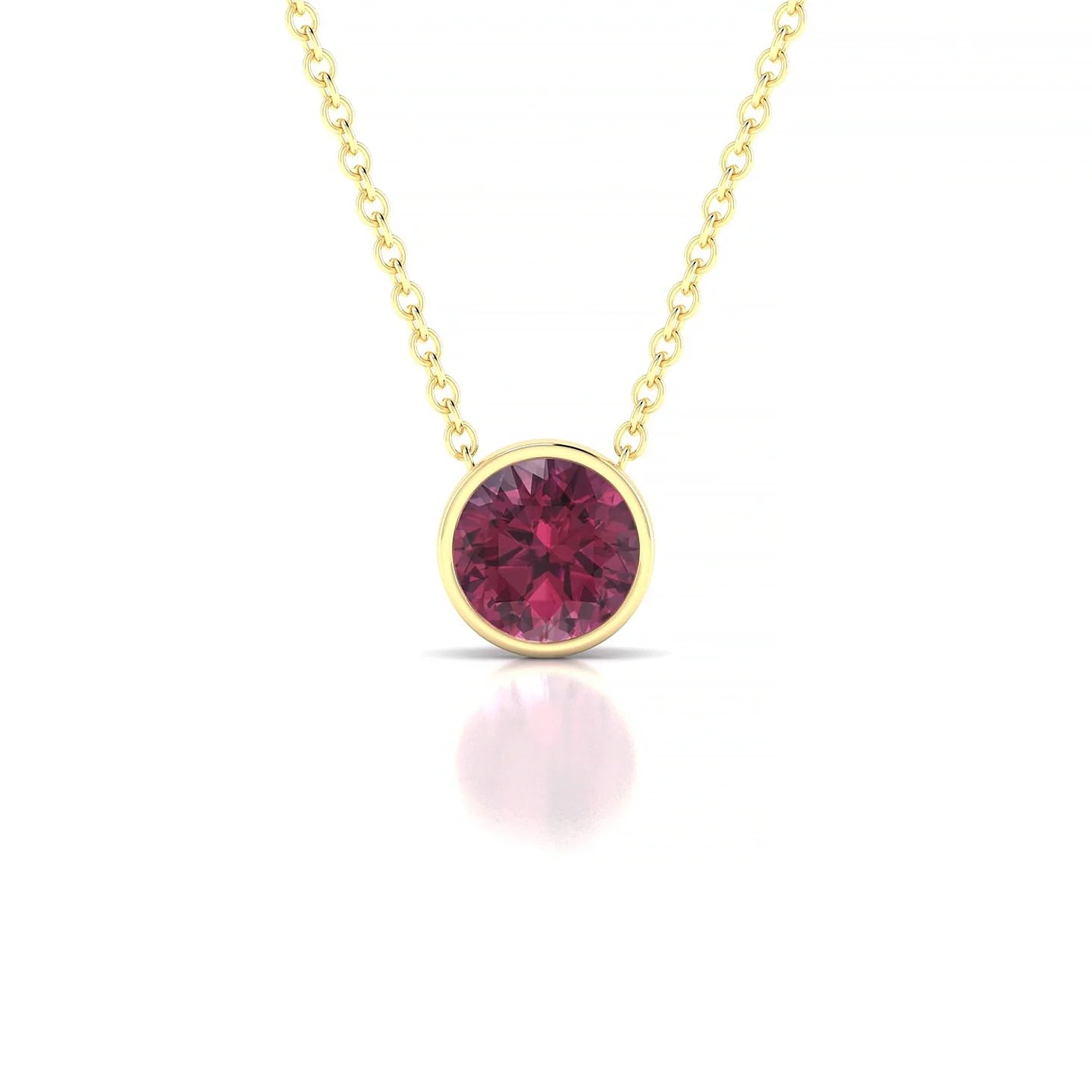 Glow | 18k Yellow Gold 6 mm Round Rhodolite Pendant