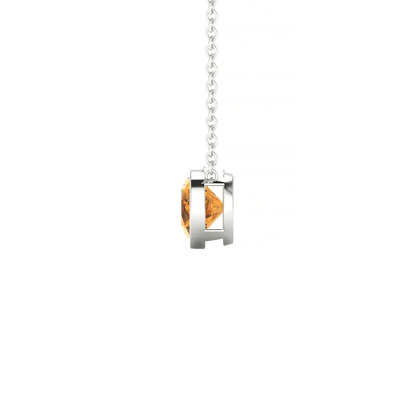 Glow | 18k White Gold 6 mm Round Citrine Pendant