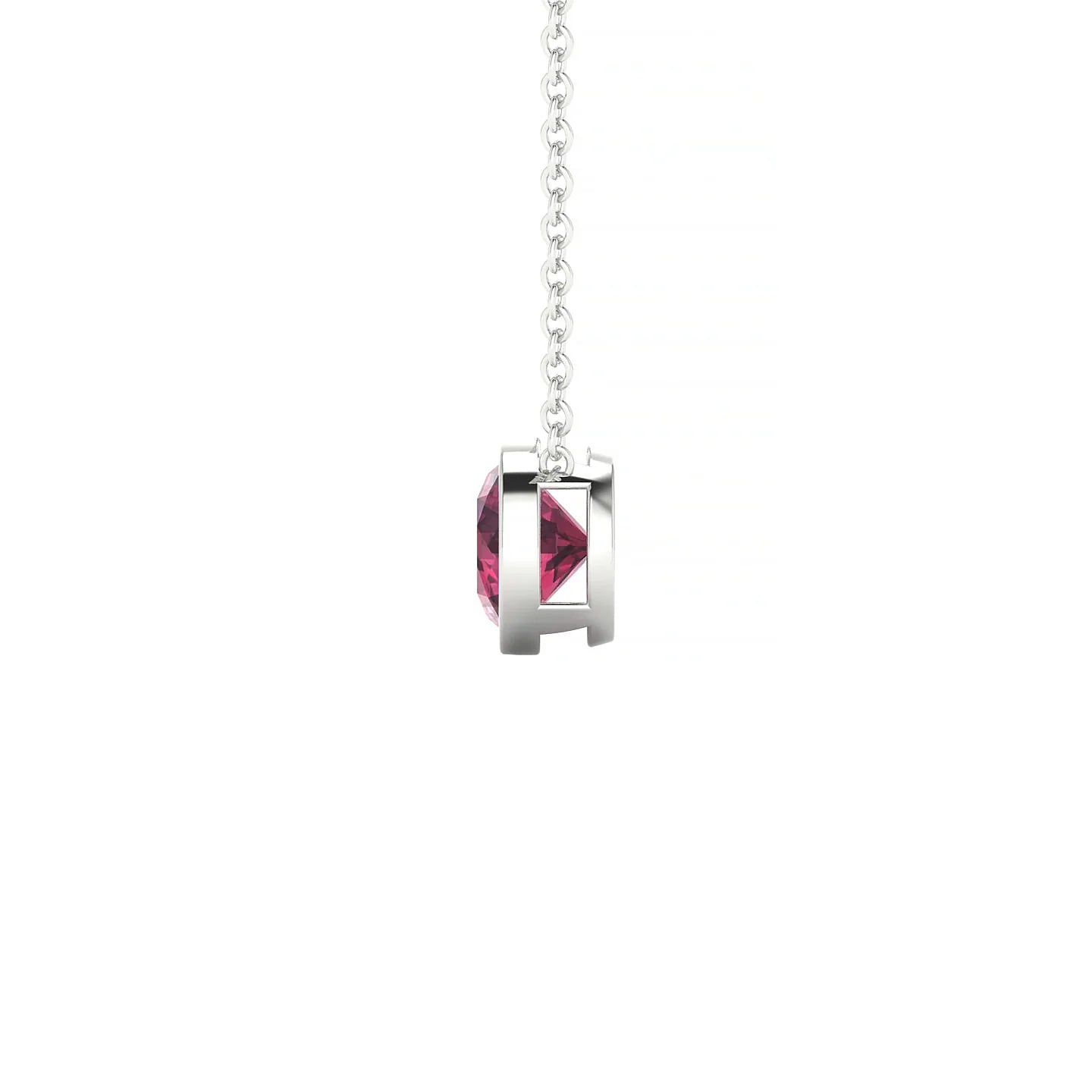 Glow | 18k White Gold 6 mm Round Rhodolite Pendant