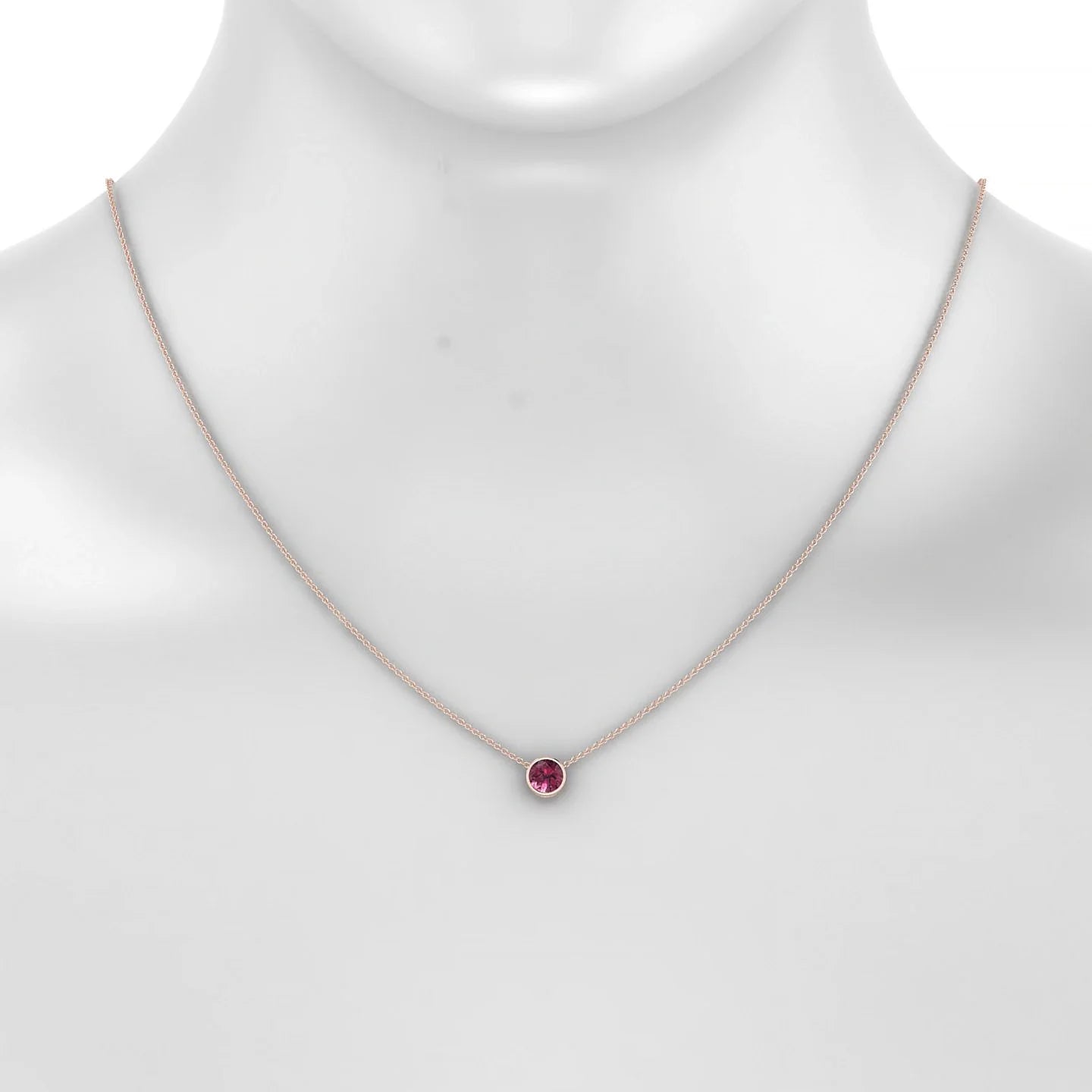 Glow | 18k Rose Gold 6 mm Round Rhodolite Pendant
