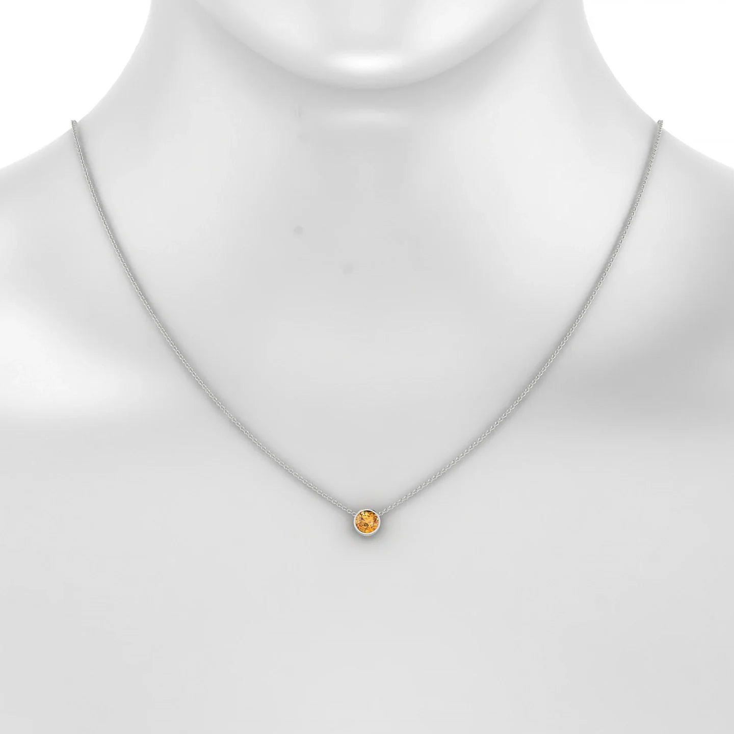 Glow | 18k White Gold 6 mm Round Citrine Pendant