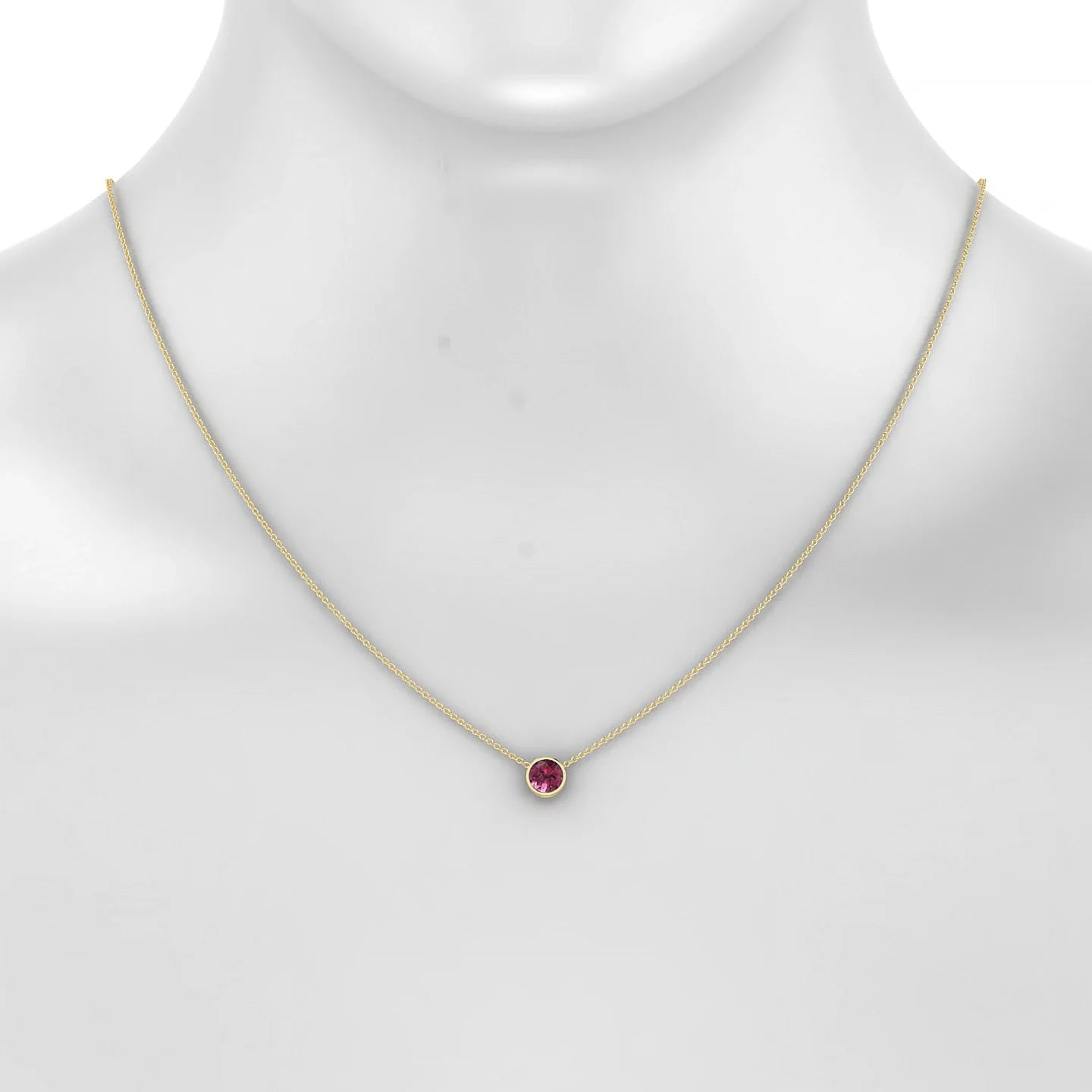 Glow | 18k Yellow Gold 6 mm Round Rhodolite Pendant