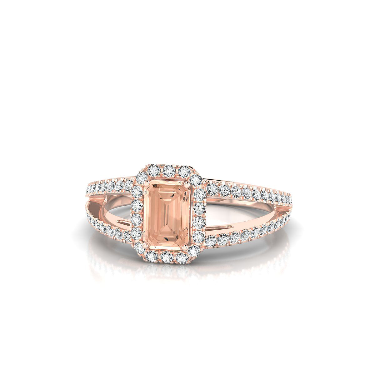 Grace | 18k Rose Gold 6 x 4 mm Emerald Morganite Ring