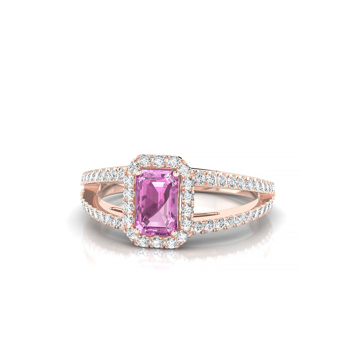 Grace | 18k Rose Gold 6 x 4 mm Emerald Pink Sapphire Ring