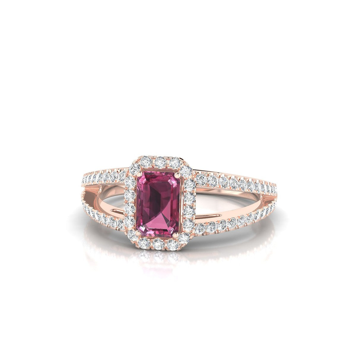 Grace | 18k Rose Gold 6 x 4 mm Emerald Rhodolite Ring