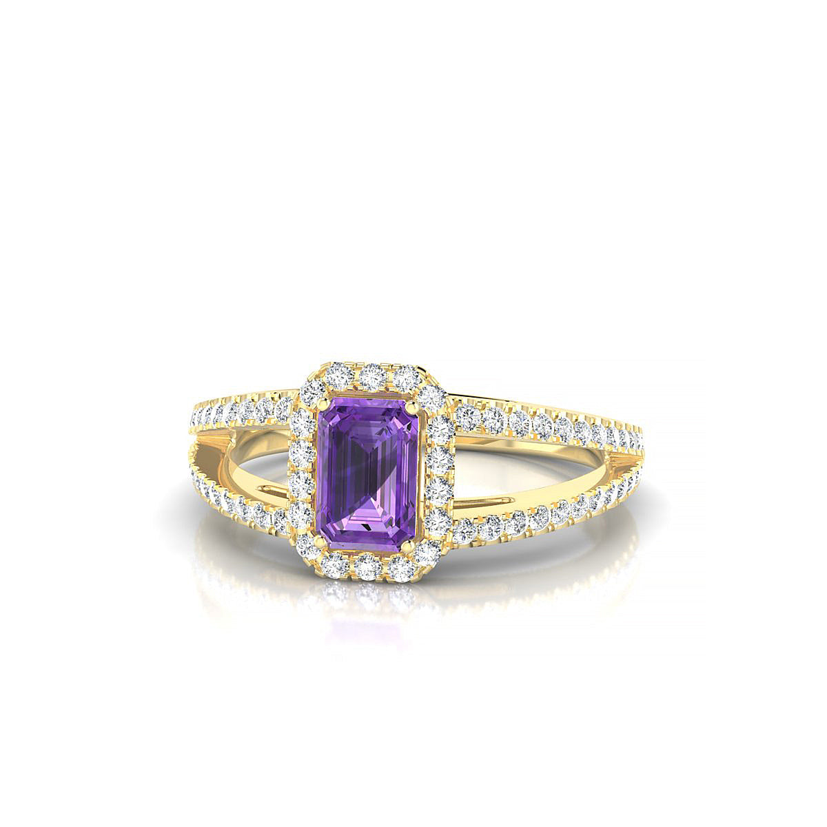 Grace | 18k Yellow Gold 6 x 4 mm Emerald Amethyst Ring