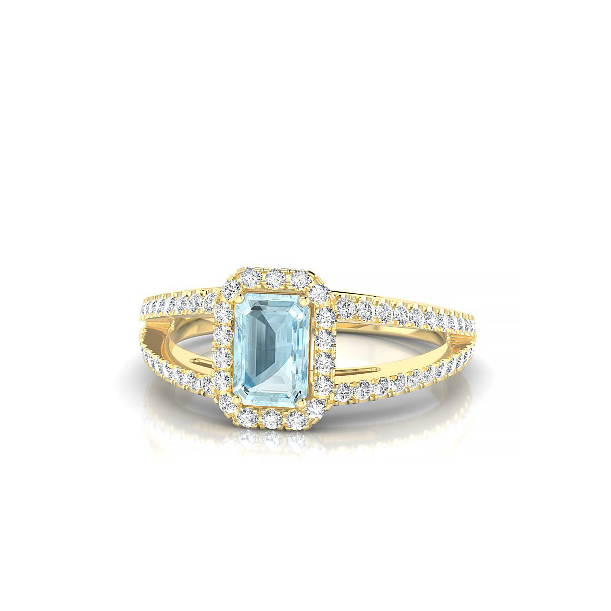 Grace | 18k Yellow Gold 6 x 4 mm Emerald Aquamarine Ring