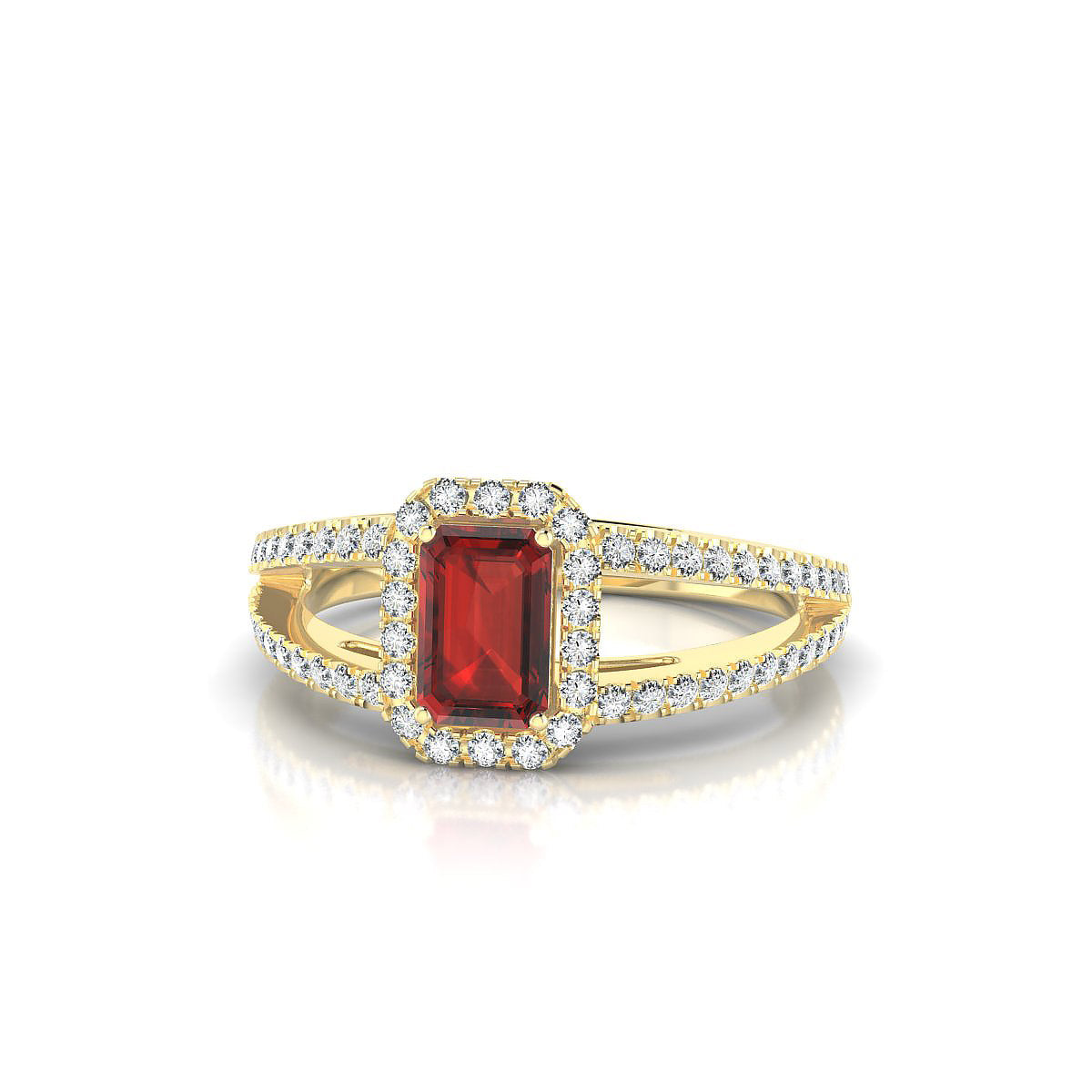 Grace | 18k Yellow Gold 6 x 4 mm Emerald Garnet Ring