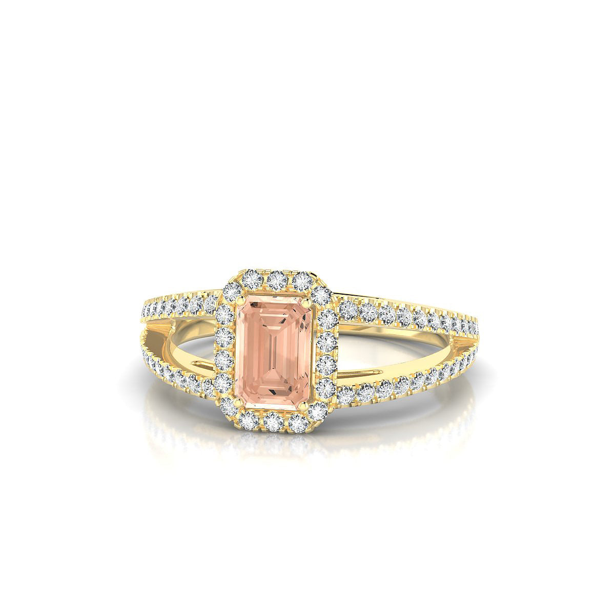 Grace | 18k Yellow Gold 6 x 4 mm Emerald Morganite Ring