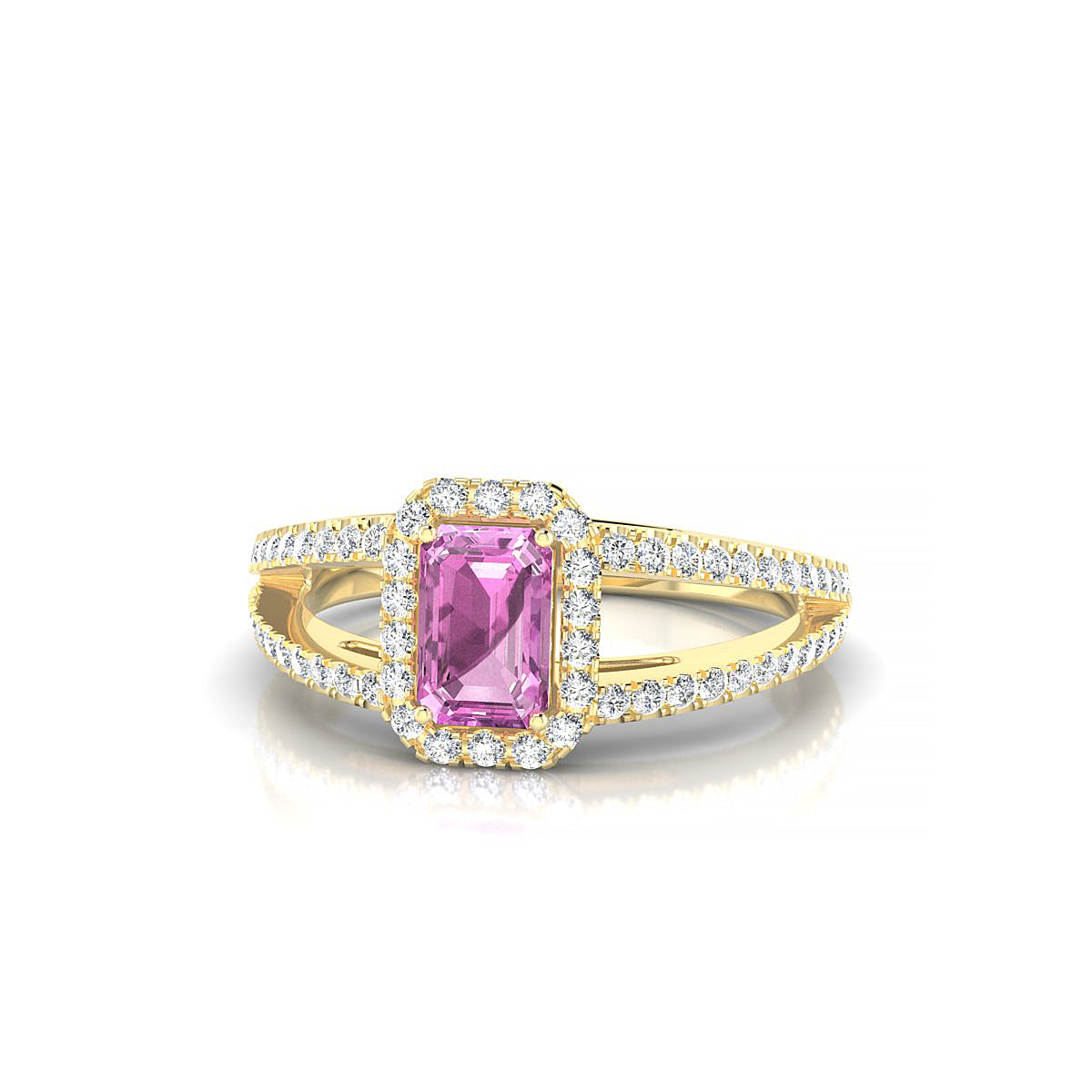 Grace | 18k Yellow Gold 6 x 4 mm Emerald Pink Sapphire Ring