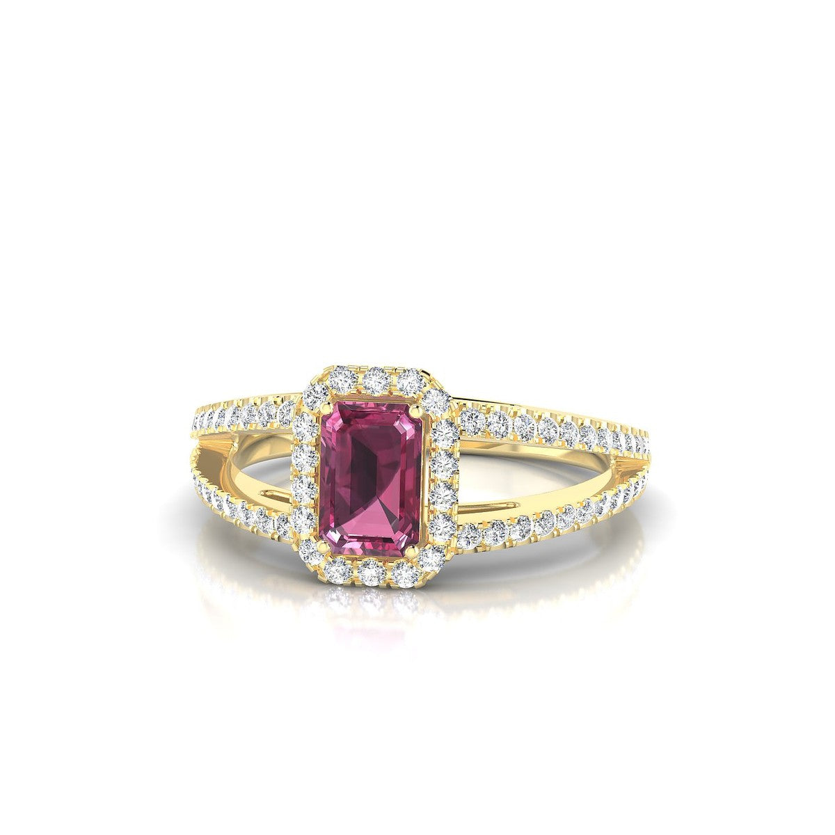 Grace | 18k Yellow Gold 6 x 4 mm Emerald Rhodolite Ring