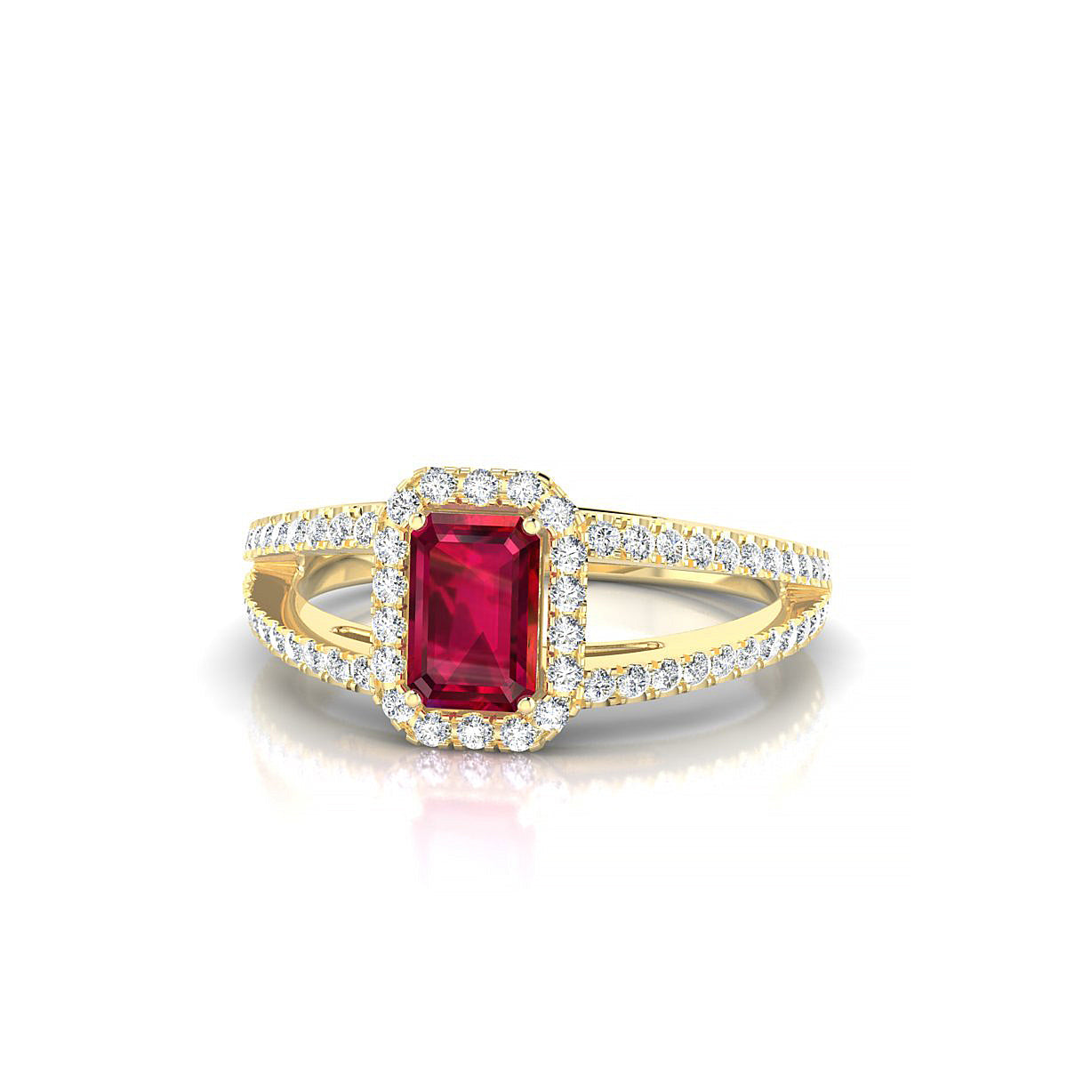 Grace | 18k Yellow Gold 6 x 4 mm Emerald Ruby Ring
