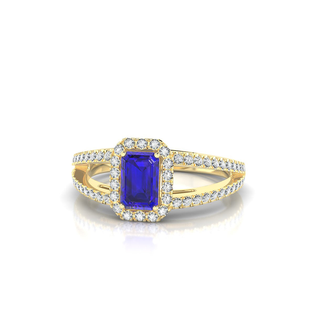 Grace | 18k Yellow Gold 6 x 4 mm Emerald Tanzanite Ring