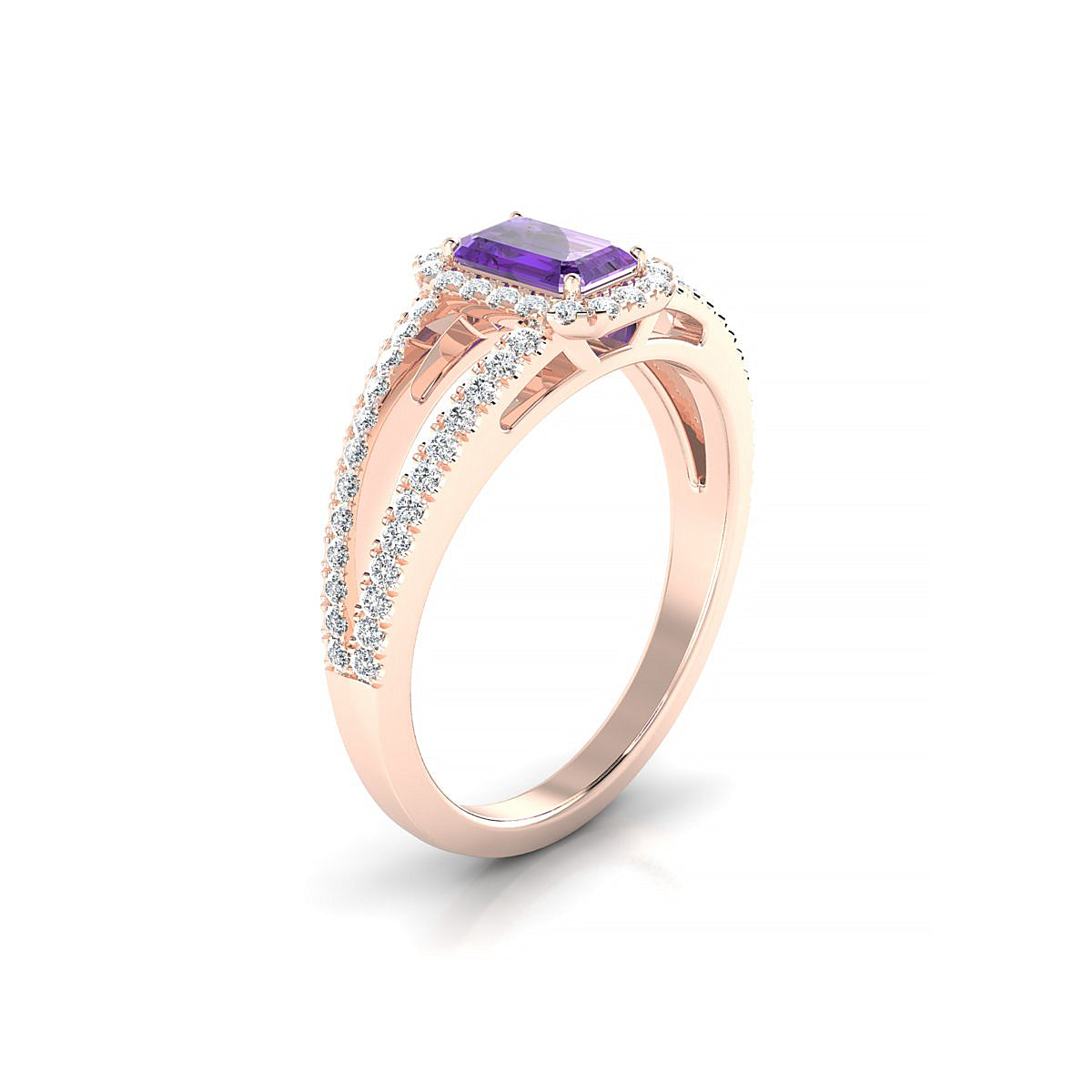Grace | 18k Rose Gold 6 x 4 mm Emerald Amethyst Ring