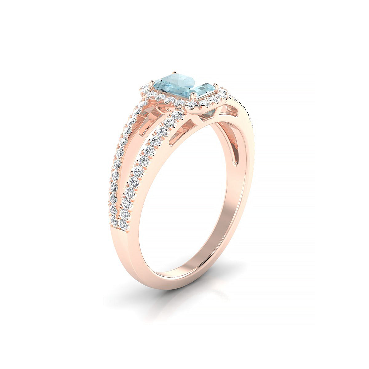 Grace | 18k Rose Gold 6 x 4 mm Emerald Aquamarine Ring
