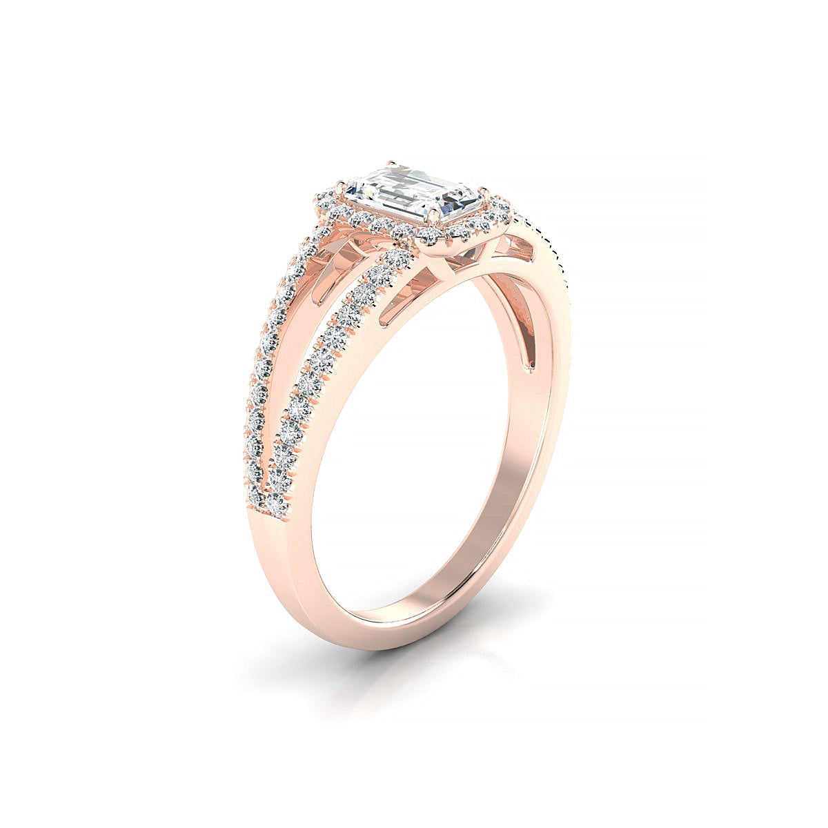 Grace | 18k Rose Gold 6 x 4 mm Emerald Diamond Ring