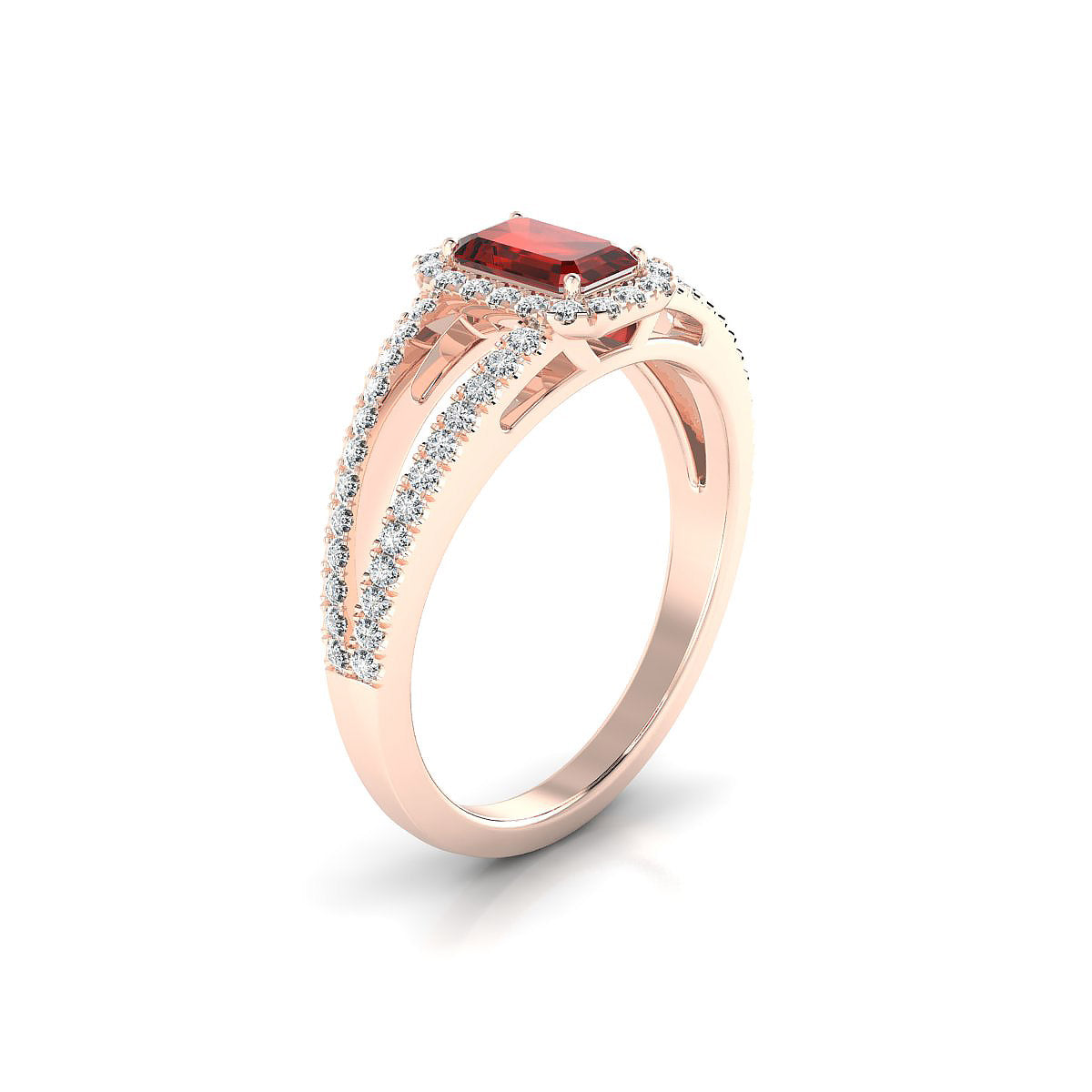 Grace | 18k Rose Gold 6 x 4 mm Emerald Garnet Ring