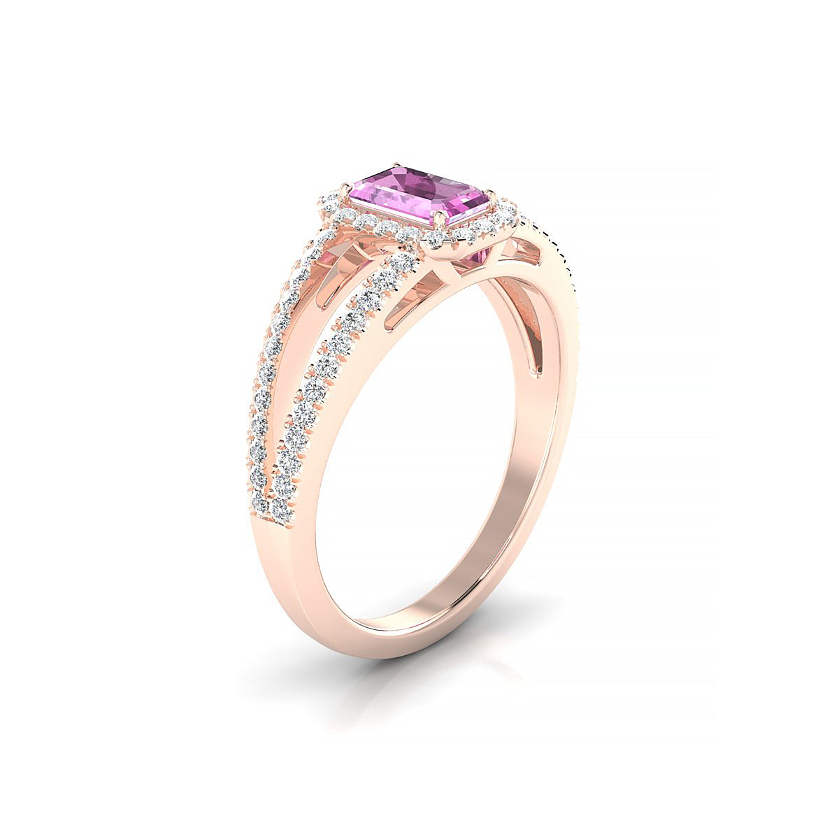 Grace | 18k Rose Gold 6 x 4 mm Emerald Pink Sapphire Ring