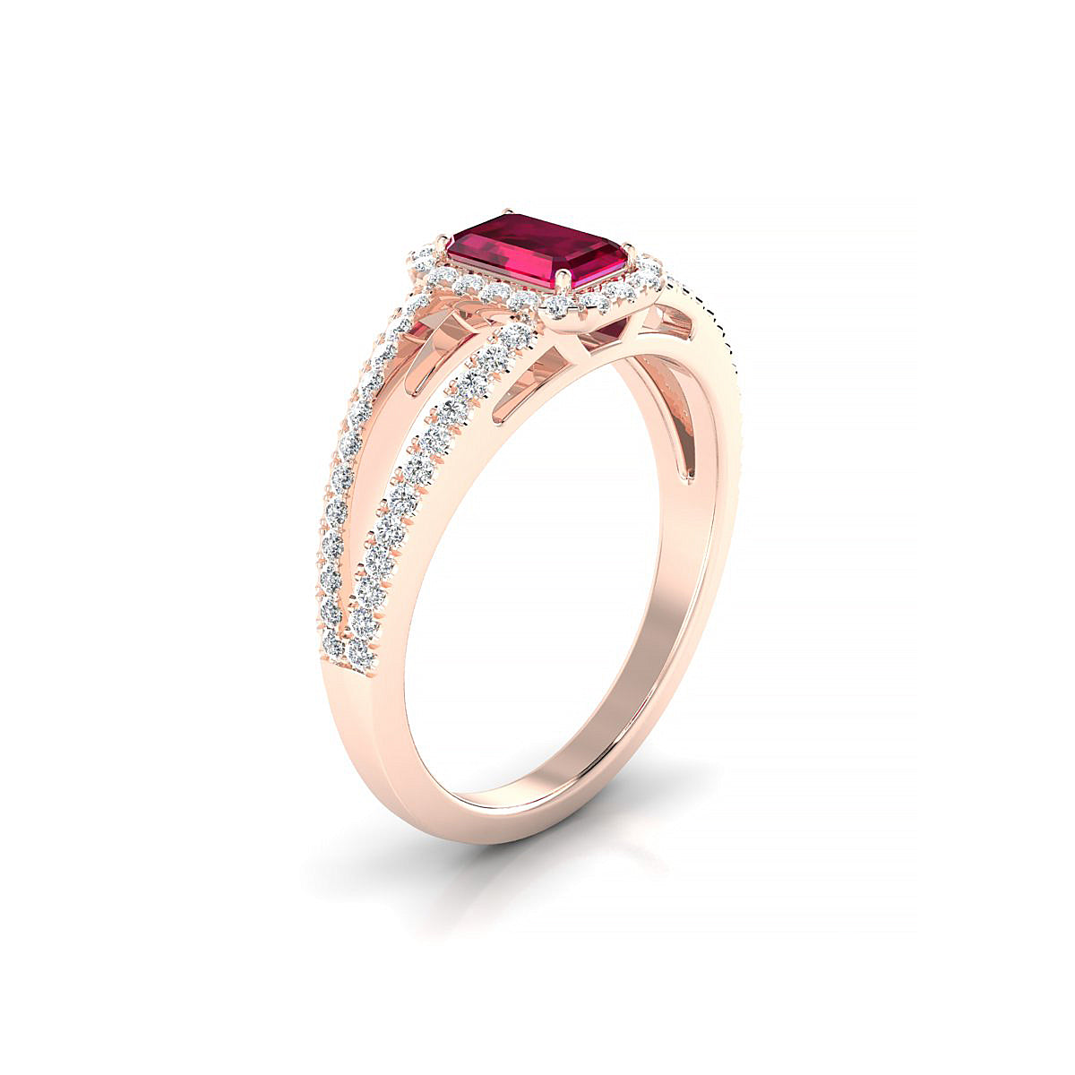 Grace | 18k Rose Gold 6 x 4 mm Emerald Ruby Ring