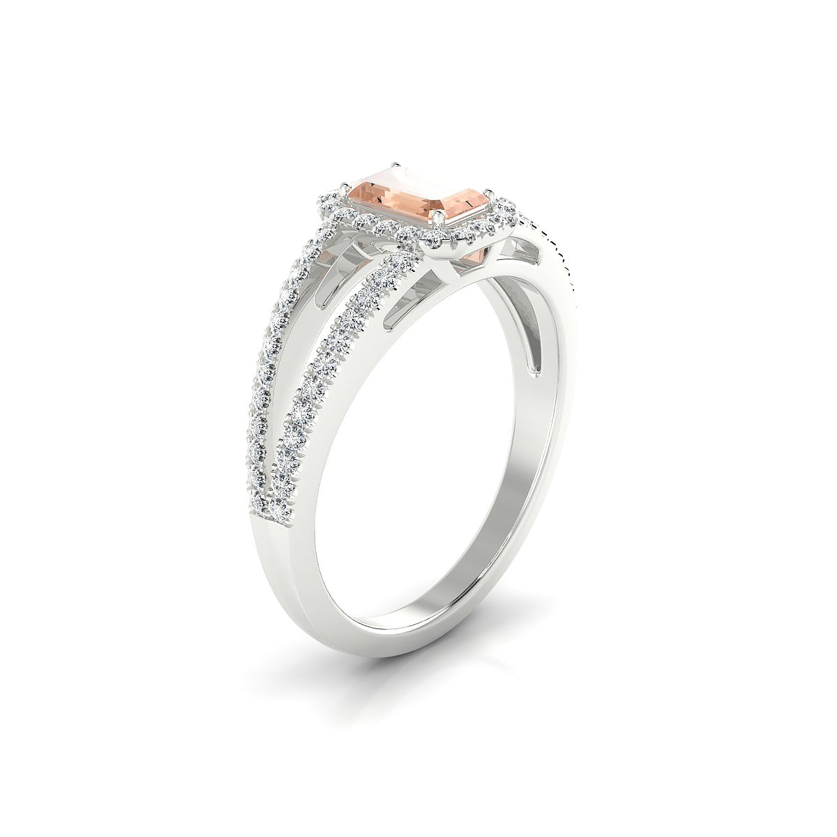 Grace | 18k White Gold 6 x 4 mm Emerald Morganite Ring