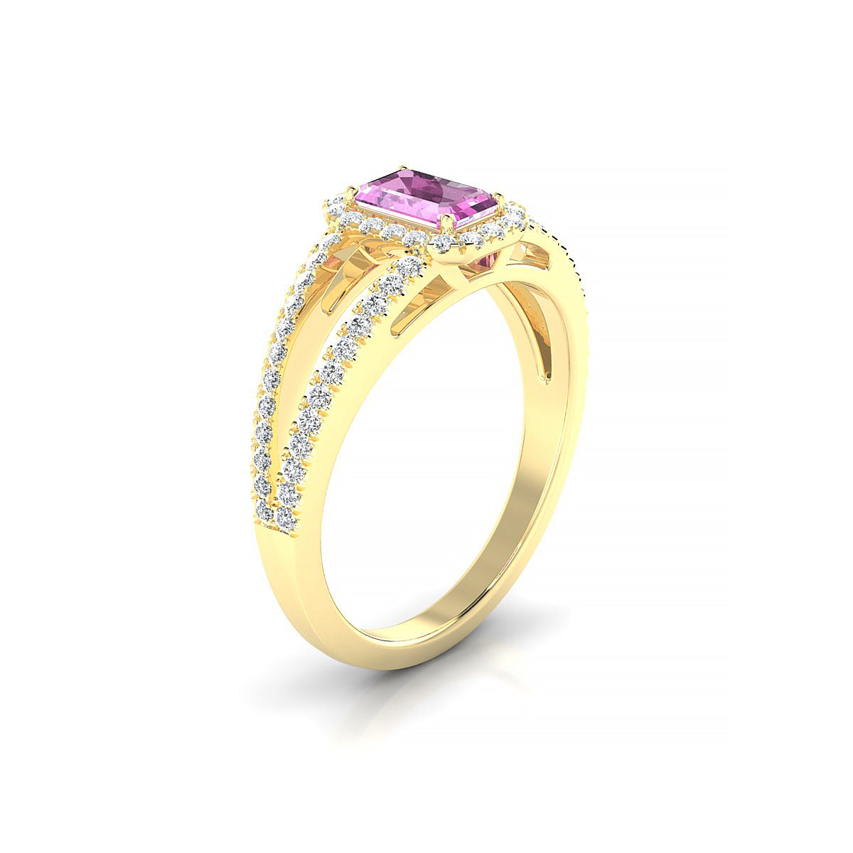 Grace | 18k Yellow Gold 6 x 4 mm Emerald Pink Sapphire Ring