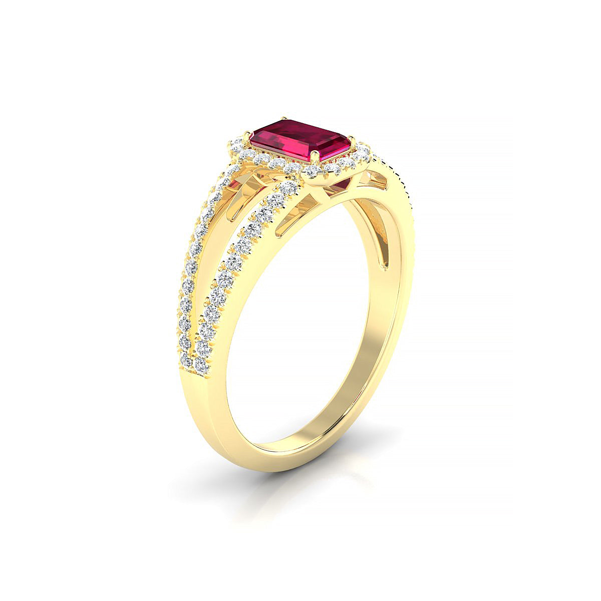 Grace | 18k Yellow Gold 6 x 4 mm Emerald Ruby Ring