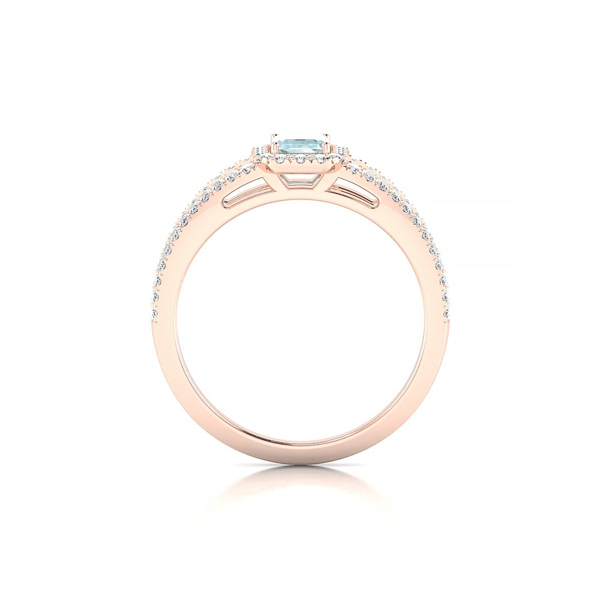 Grace | 18k Rose Gold 6 x 4 mm Emerald Aquamarine Ring