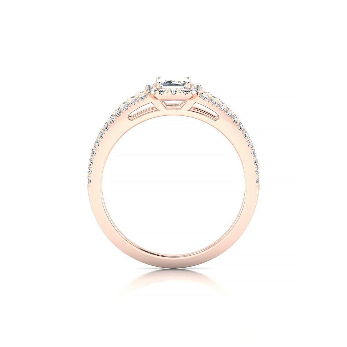 Grace | 18k Rose Gold 6 x 4 mm Emerald Diamond Ring