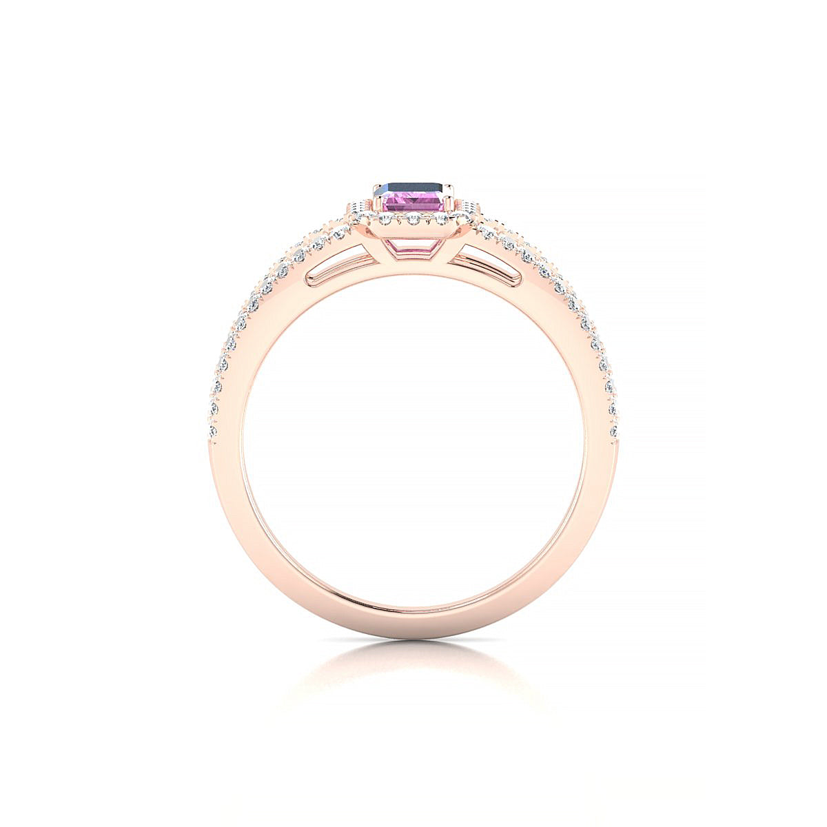 Grace | 18k Rose Gold 6 x 4 mm Emerald Pink Sapphire Ring