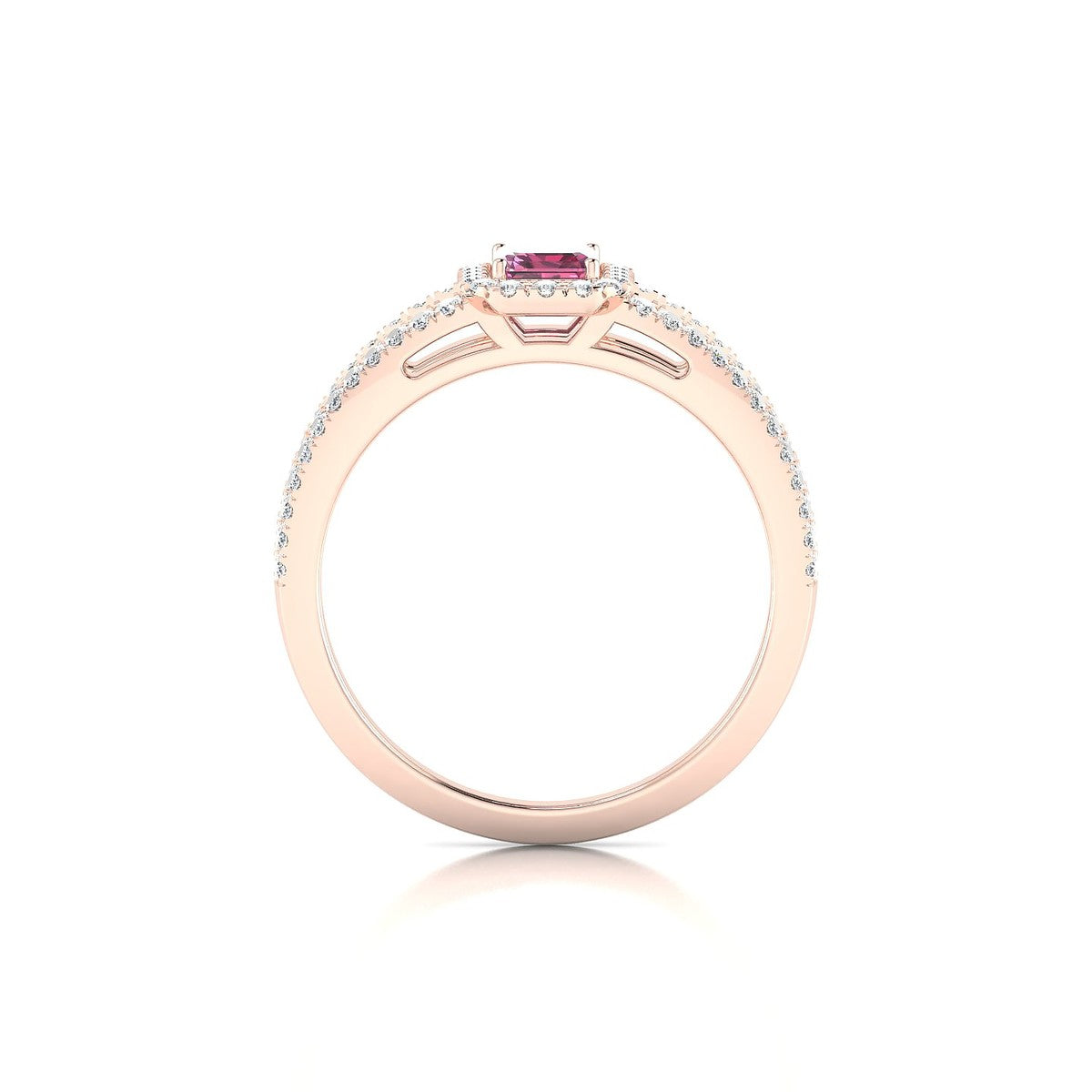 Grace | 18k Rose Gold 6 x 4 mm Emerald Rhodolite Ring