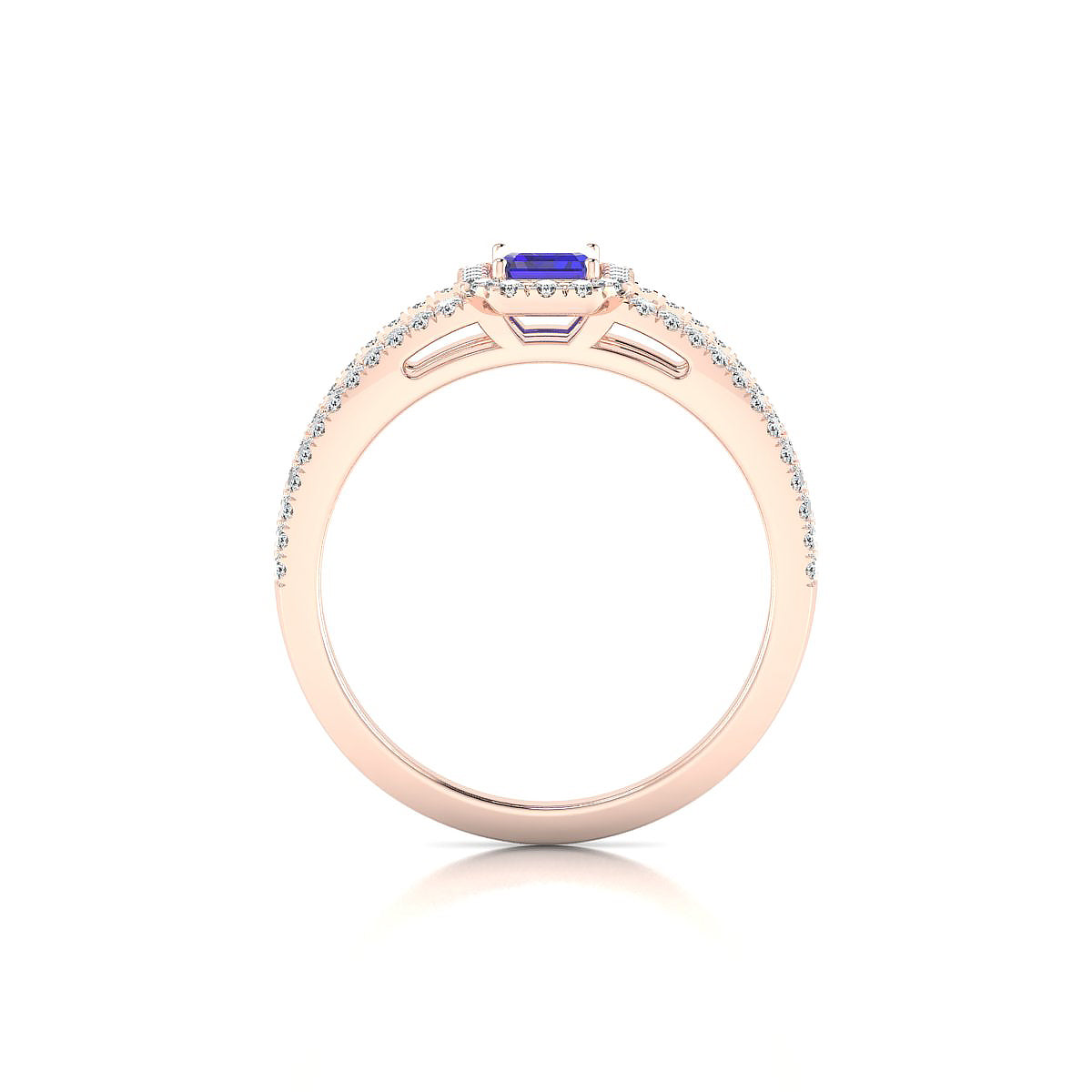 Grace | 18k Rose Gold 6 x 4 mm Emerald Tanzanite Ring
