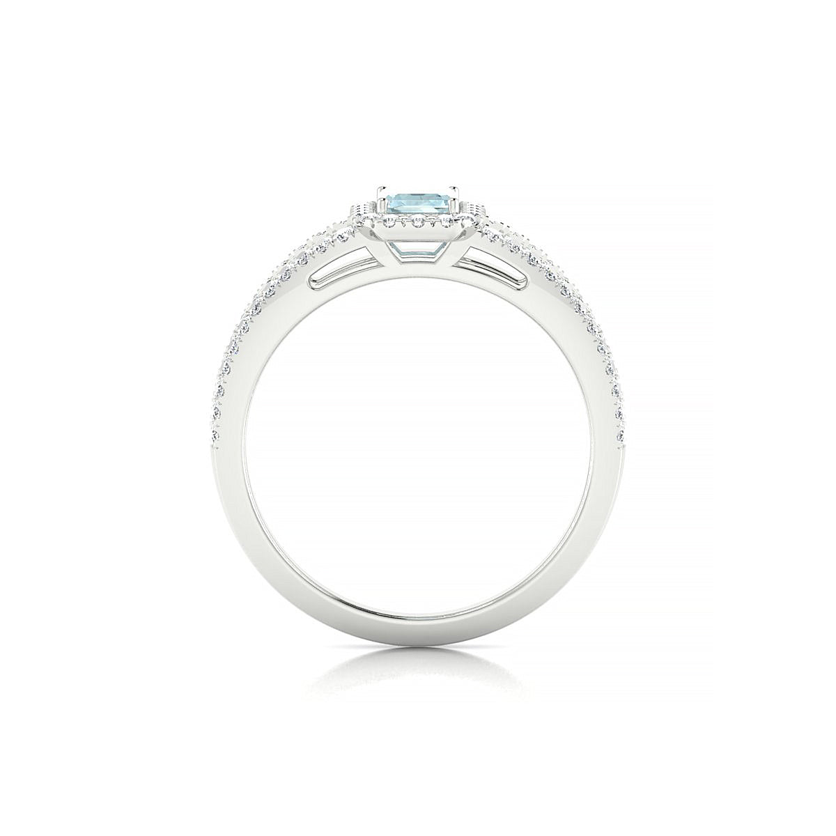 Grace | 18k White Gold 6 x 4 mm Emerald Aquamarine Ring
