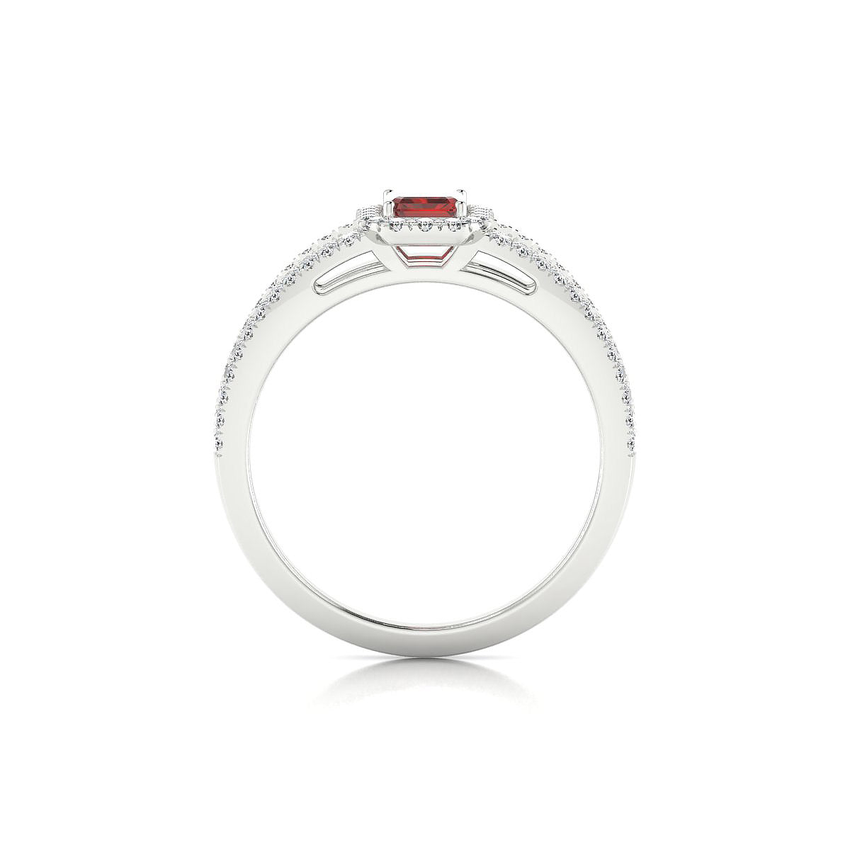Grace | 18k White Gold 6 x 4 mm Emerald Garnet Ring