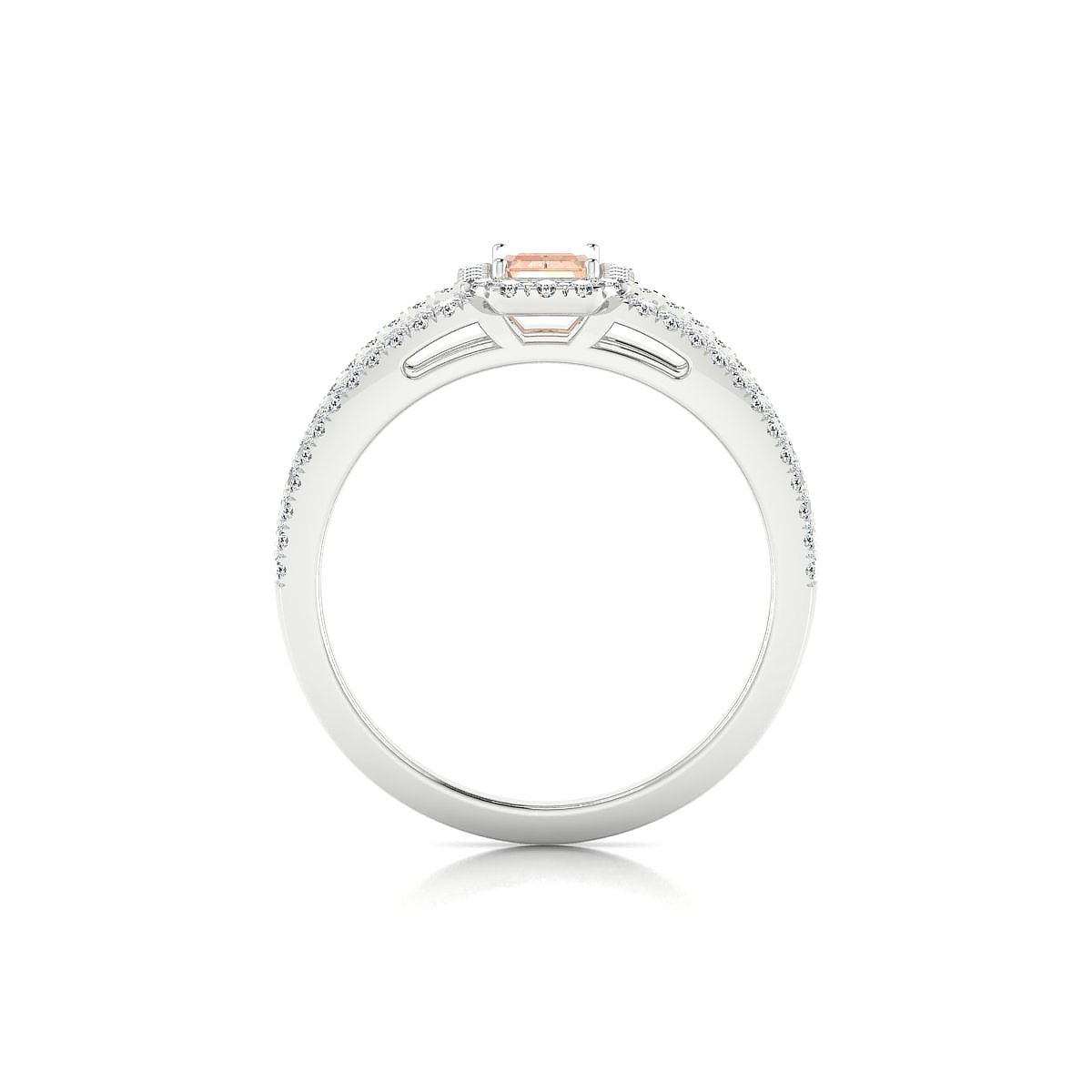 Grace | 18k White Gold 6 x 4 mm Emerald Morganite Ring
