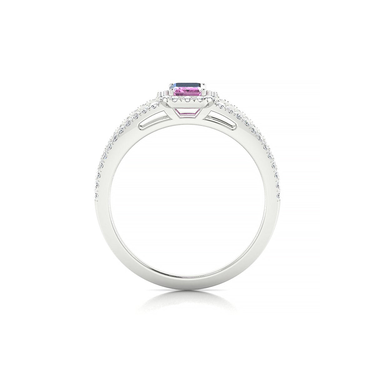 Grace | 18k White Gold 6 x 4 mm Emerald Pink Sapphire Ring