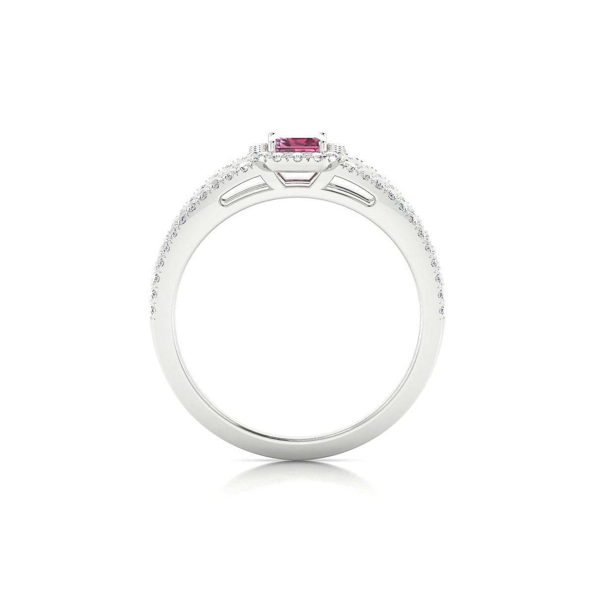 Grace | 18k White Gold 6 x 4 mm Emerald Rhodolite Ring
