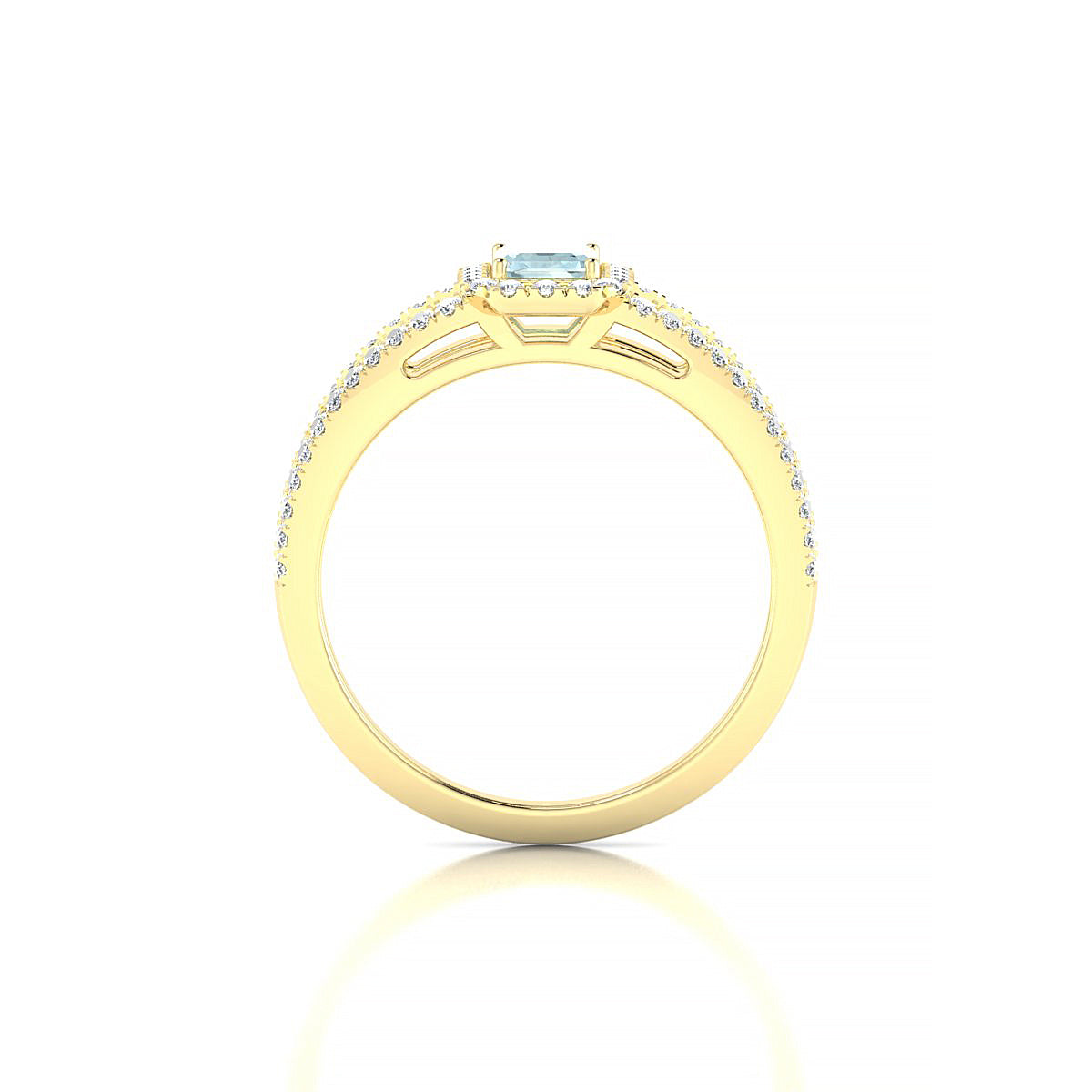 Grace | 18k Yellow Gold 6 x 4 mm Emerald Aquamarine Ring