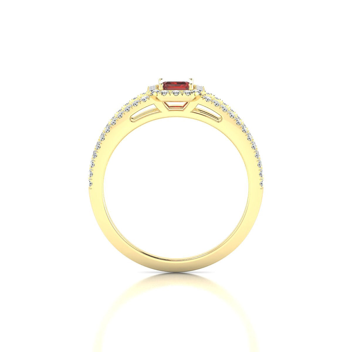 Grace | 18k Yellow Gold 6 x 4 mm Emerald Garnet Ring