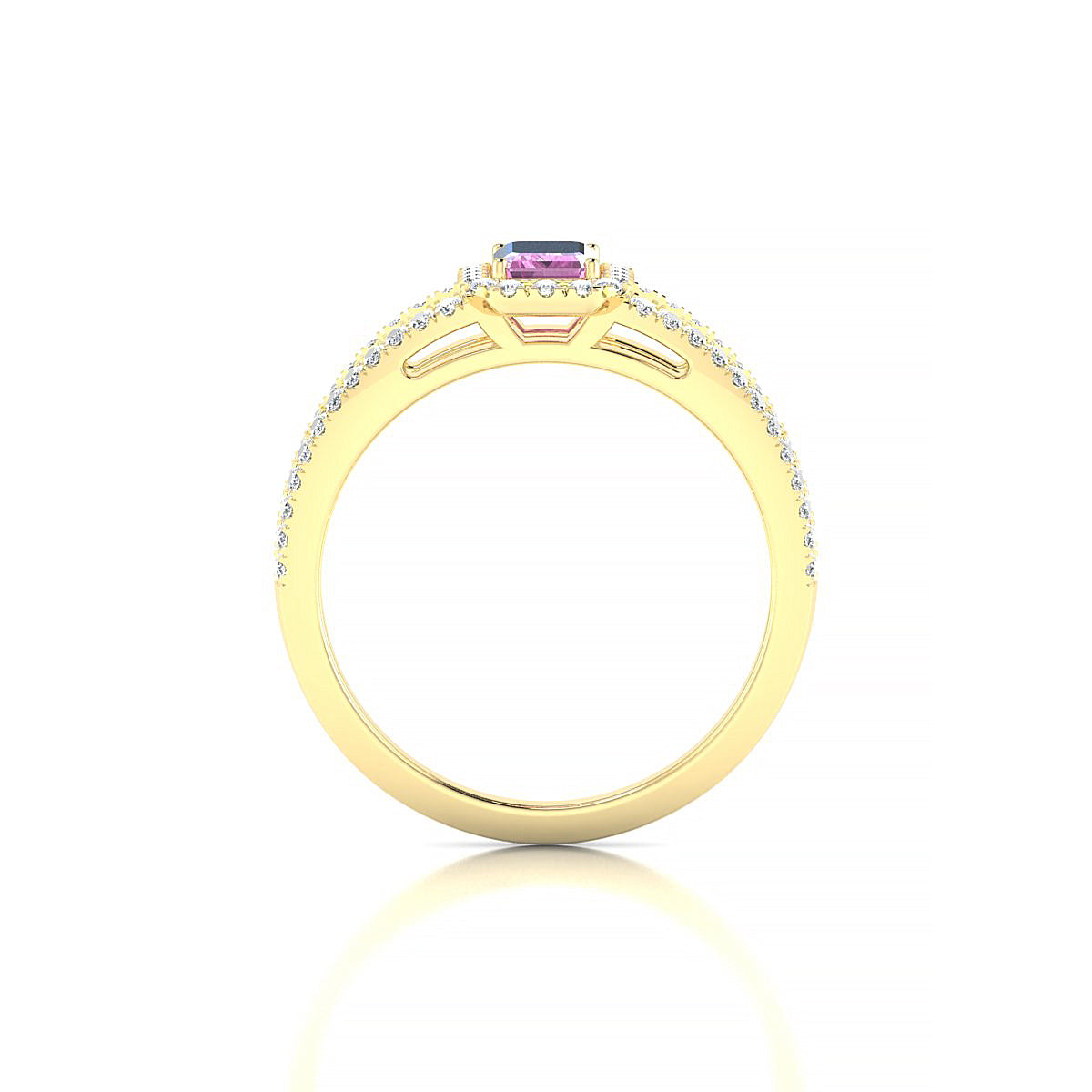 Grace | 18k Yellow Gold 6 x 4 mm Emerald Pink Sapphire Ring