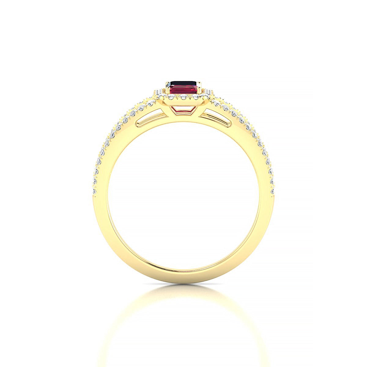 Grace | 18k Yellow Gold 6 x 4 mm Emerald Ruby Ring